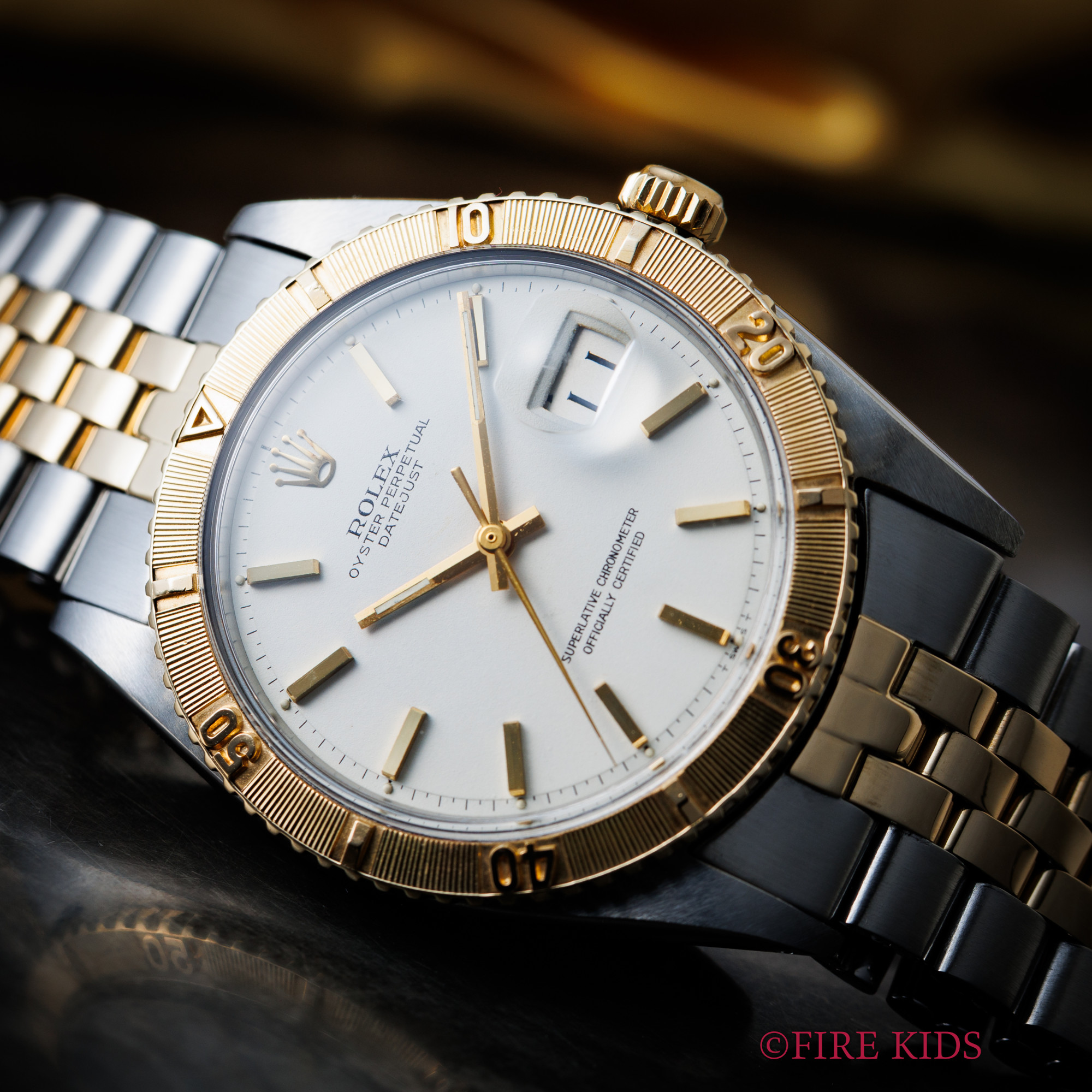 ロレックス ROLEX サンダーバード 1966年製 Ref.1625 ホワイトダイヤル コンビ 純正コンビ巻きブレス 回転ベゼル
