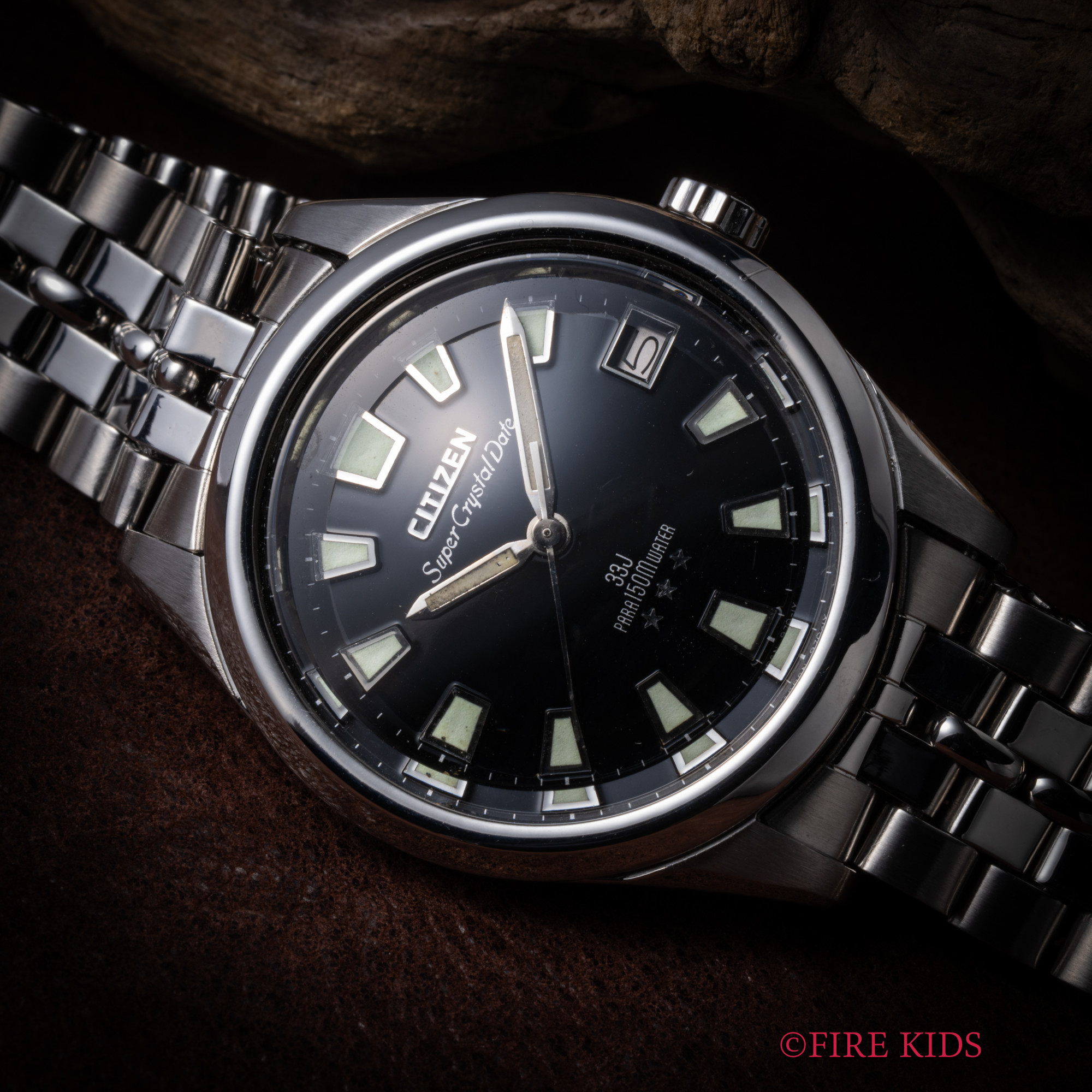 シチズン CITIZEN スーパークリスタルデイト ブラックミラーダイヤル 1967年製 Ref.AUDS 52801-Y 自動巻き 純正ステンブレス