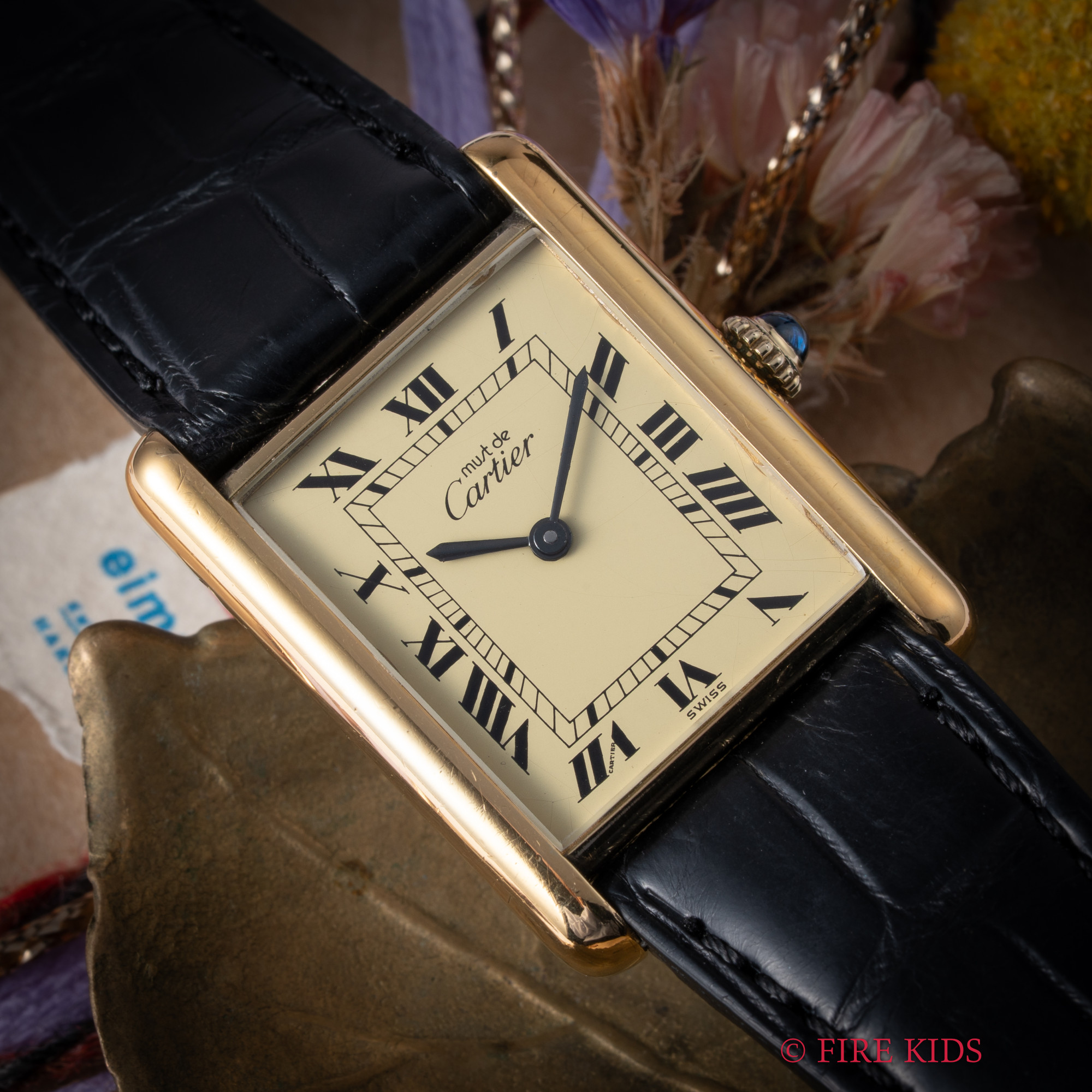 カルティエ CARTIER マストタンク アイボリーローマン 1980年代製 ベルメイユ 手巻き 純正尾錠 箱、1994年修理明細書付き