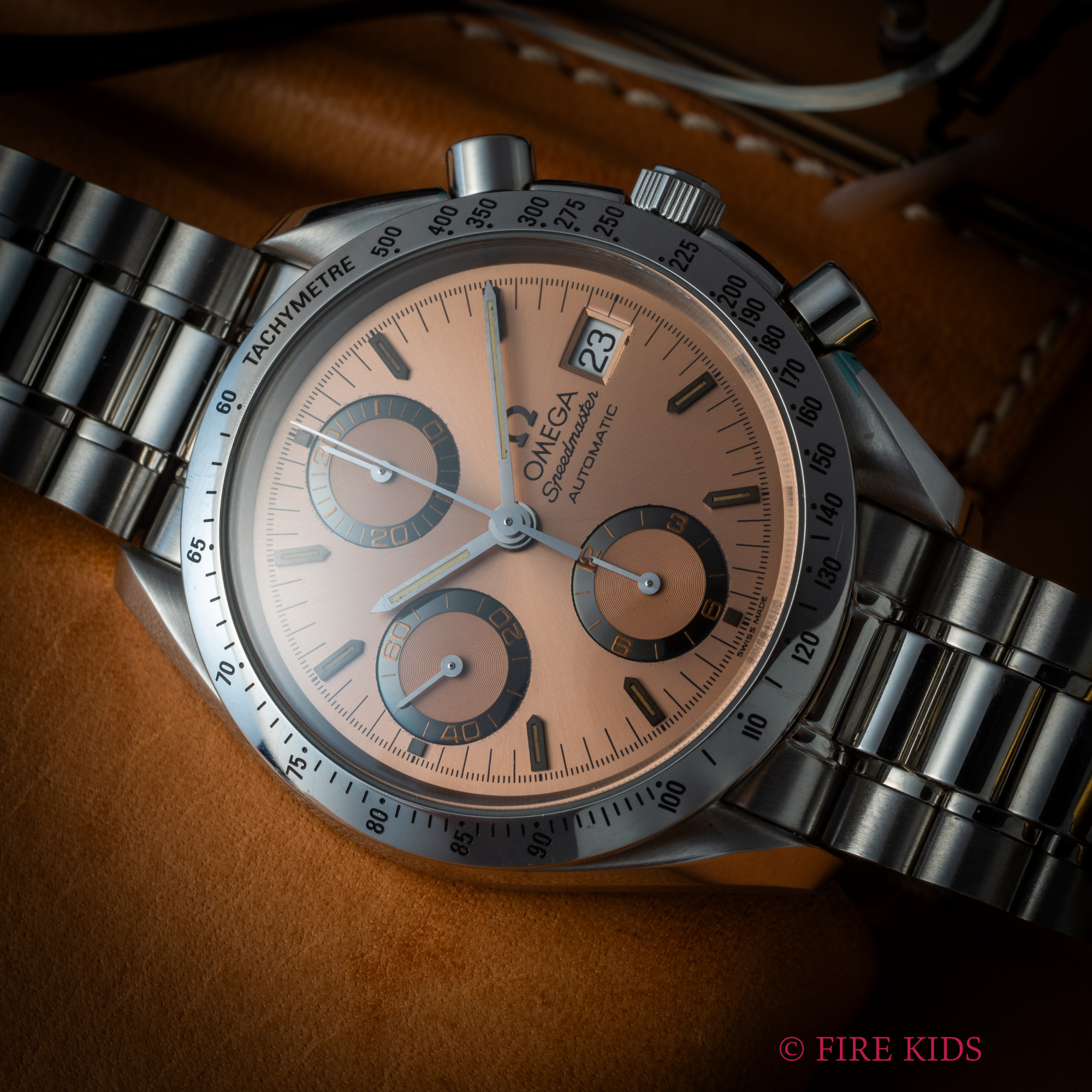 オメガ OMEGA スピードマスター 誕生40周年記念 グランプリモデル 西武百貨店限定モデル 1995年製 Ref.3511.60 カッパーダイヤル 自動巻き Cal.1152 純正ステンブレス 箱、1997年販売ギャラ、冊子付き