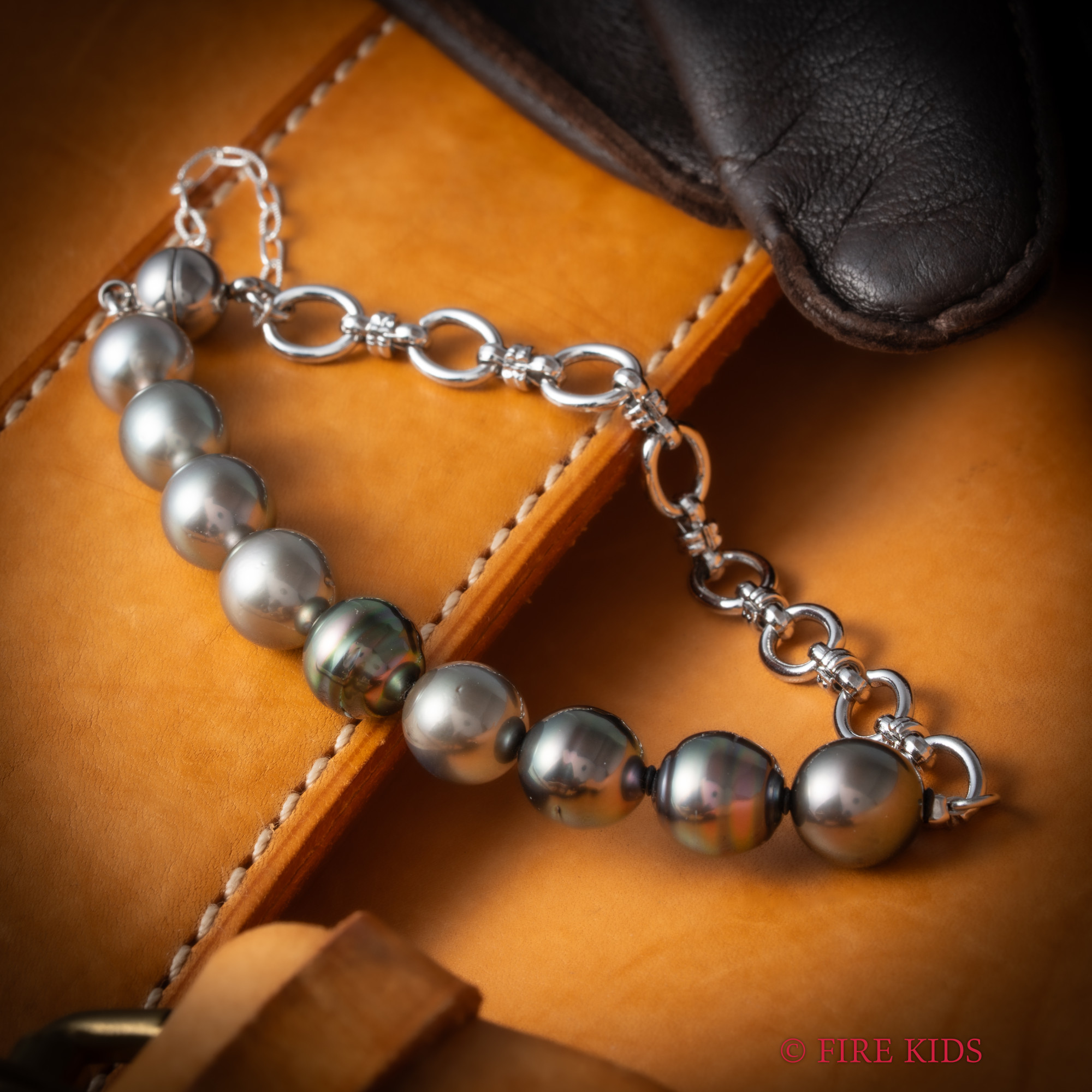 黒蝶真珠ブレスレットSilver8.5-9.5mm18cm