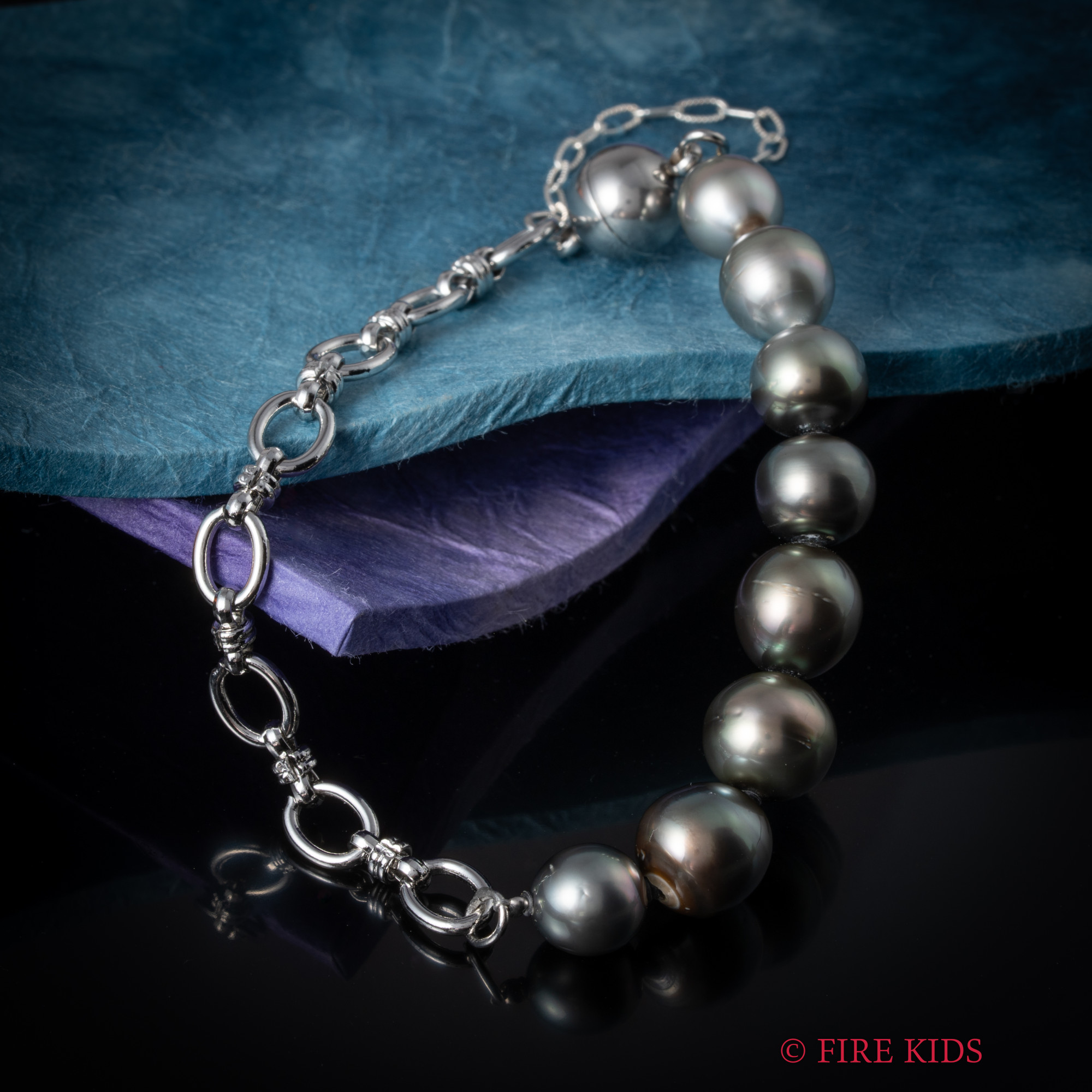 黒蝶真珠ブレスレットSilver8.5-10.5mm18cm