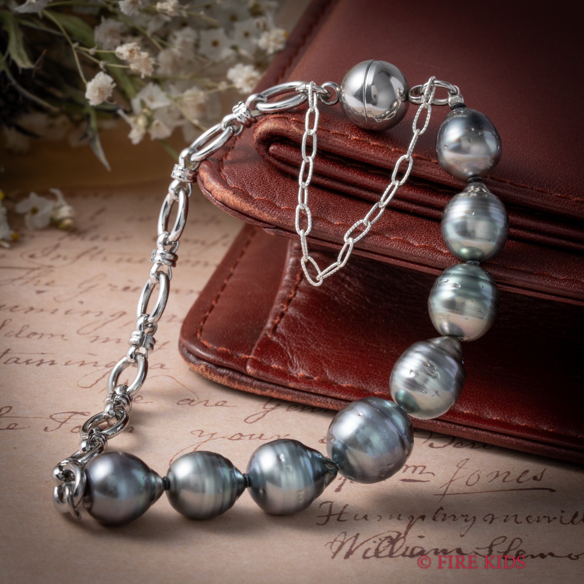 黒蝶真珠ブレスレットSilver9.0-11mm18cm