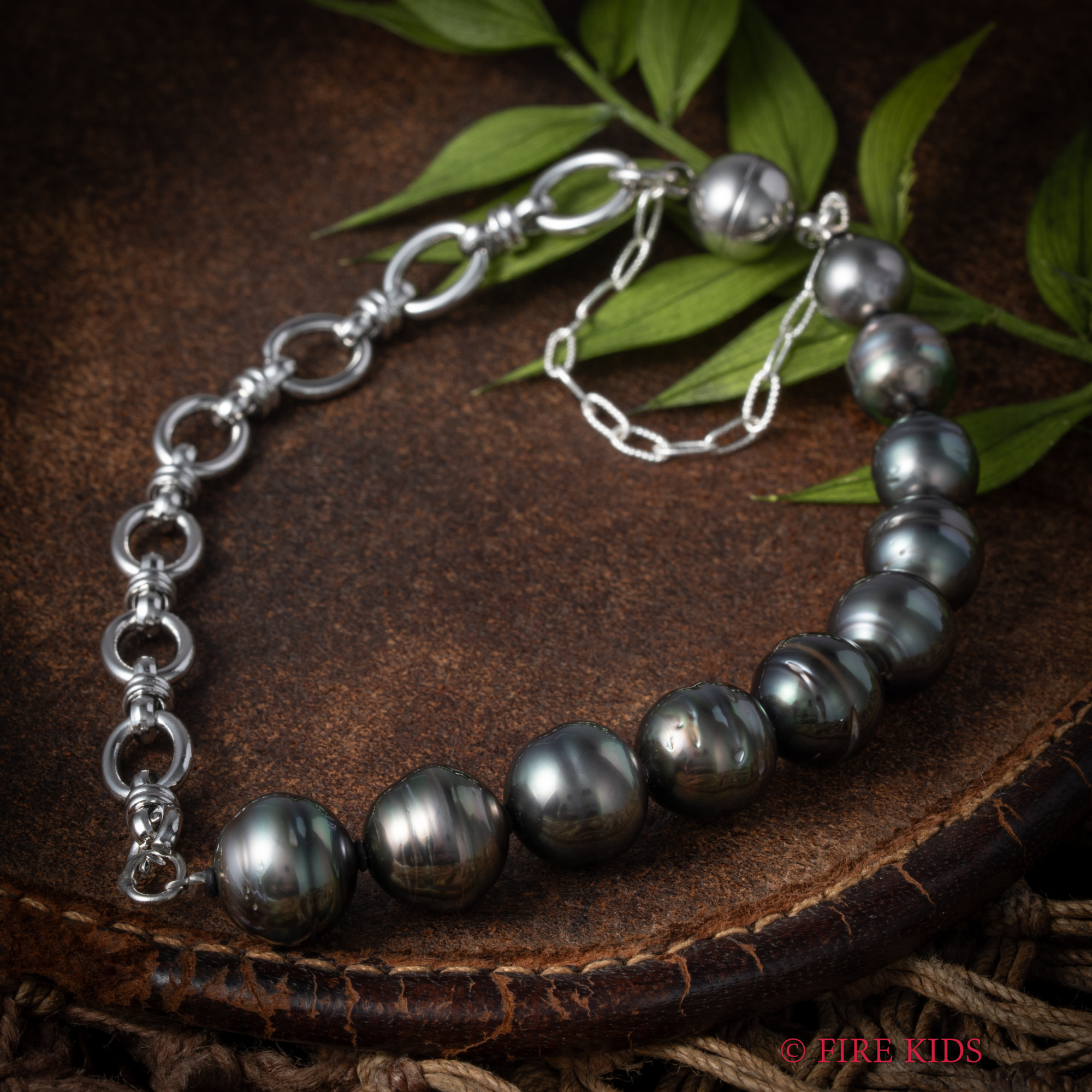 黒蝶真珠ブレスレットSilver7.0-10mm18cm