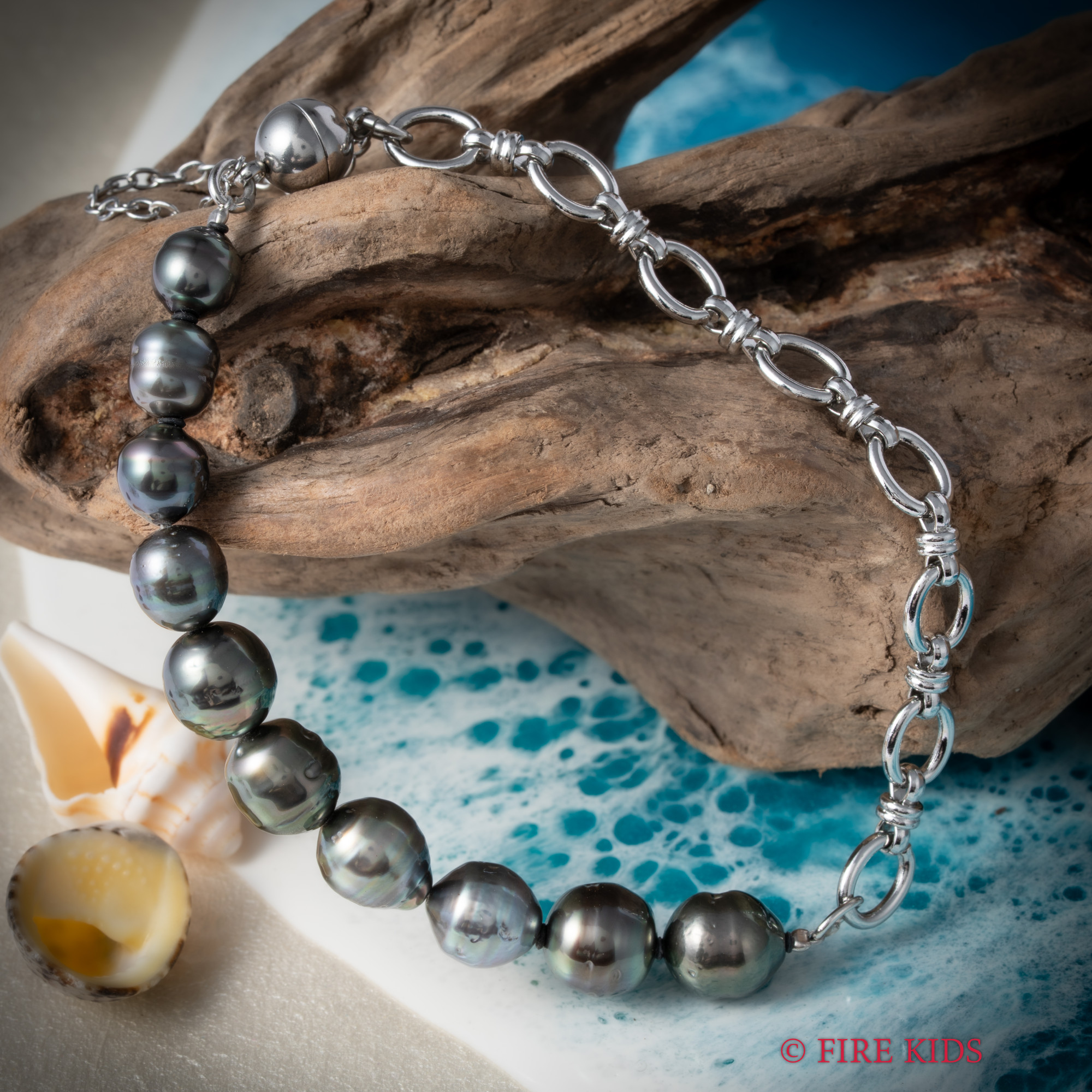 黒蝶真珠ブレスレットSilver7.0-9.5mm18cm