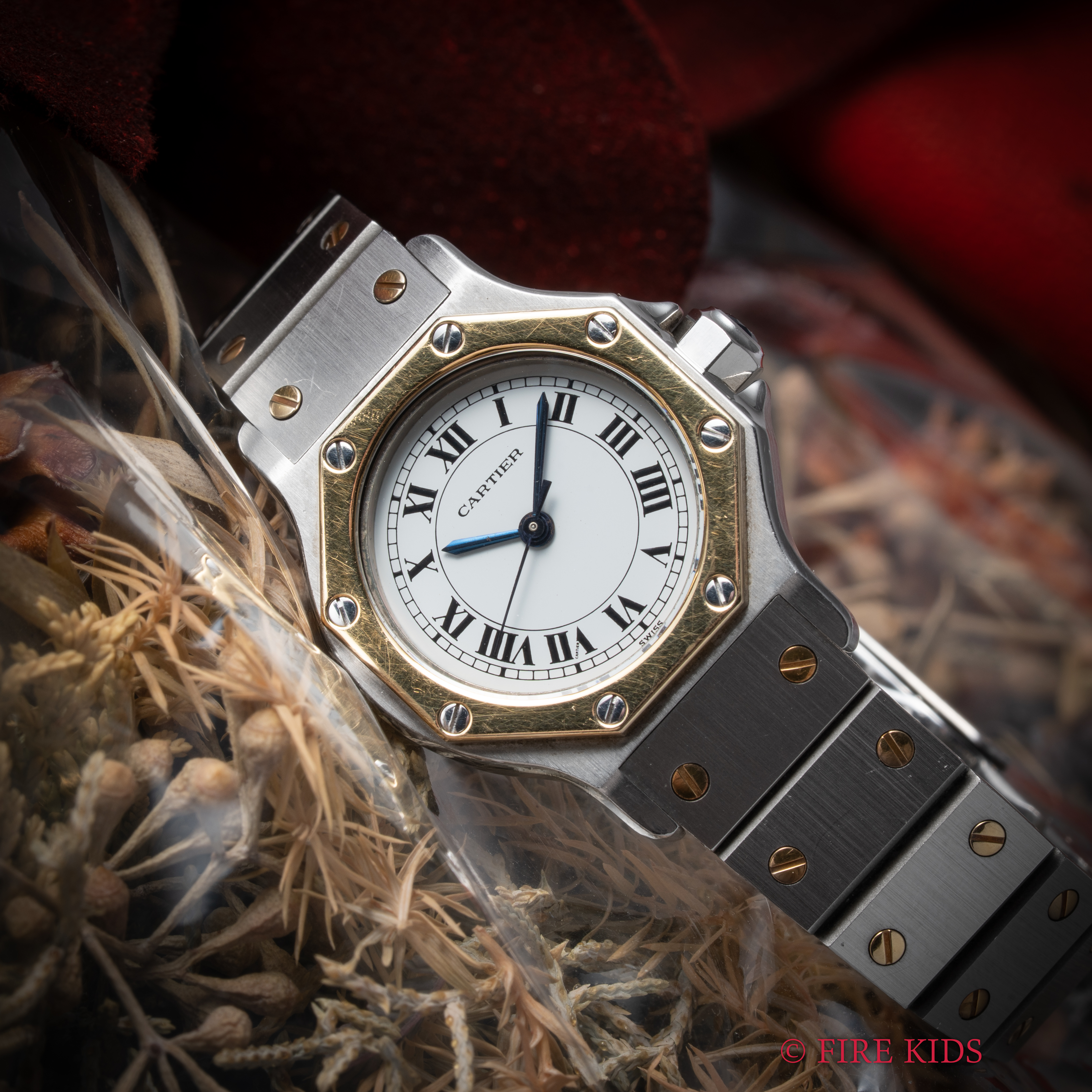 カルティエ CARTIER サントスSM  オクタゴン コンビ 1980年代製 レディース 自動巻 箱付き