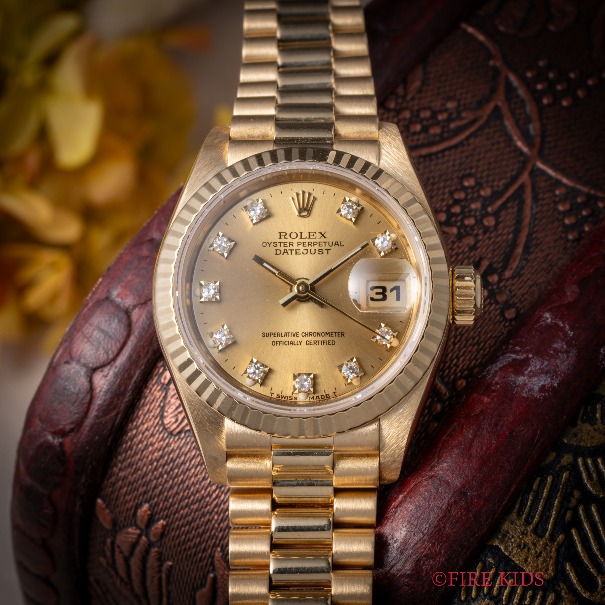 ロレックス ROLEX デイトジャスト レディース 18金無垢ケース 10ポイントダイヤ 1987～1988年製 R番 Ref.69178G 自動巻きクロノメーター Cal.2135 コンシールドクラスプ
