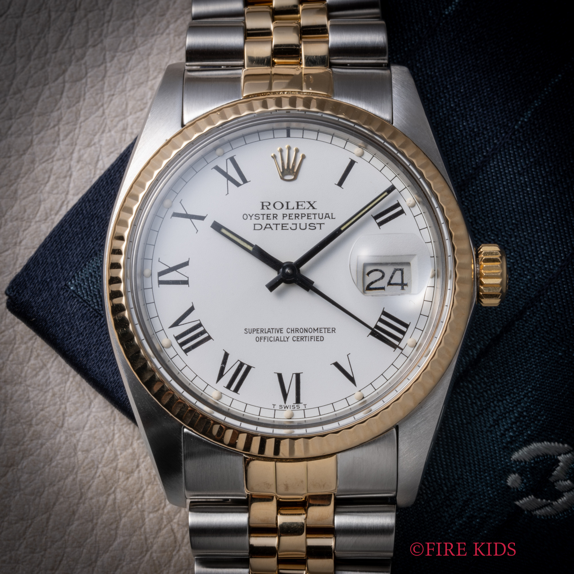 ロレックス ROLEX デイトジャスト 18金無垢コンビ バックリーダイヤル 1984年製 Ref.16013 自動巻きクロノメーター Cal.3035 純正コンビブレス ギャラ、タグ付き