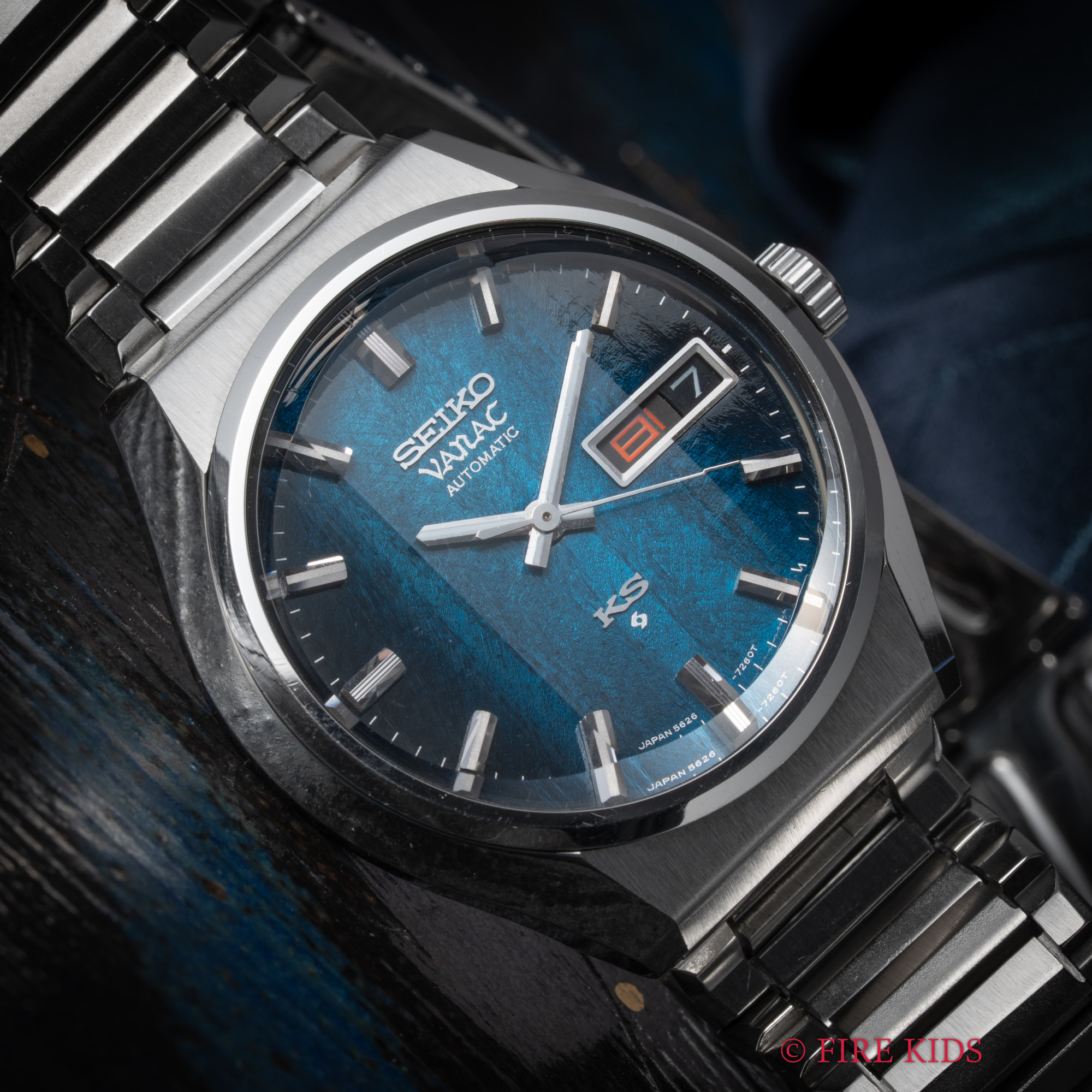 キングセイコー KING SEIKO 1973年製 KSバナック ブルーダイヤル カットガラス Ref.5626-723A ハイビート自動巻 純正ステンレスブレス