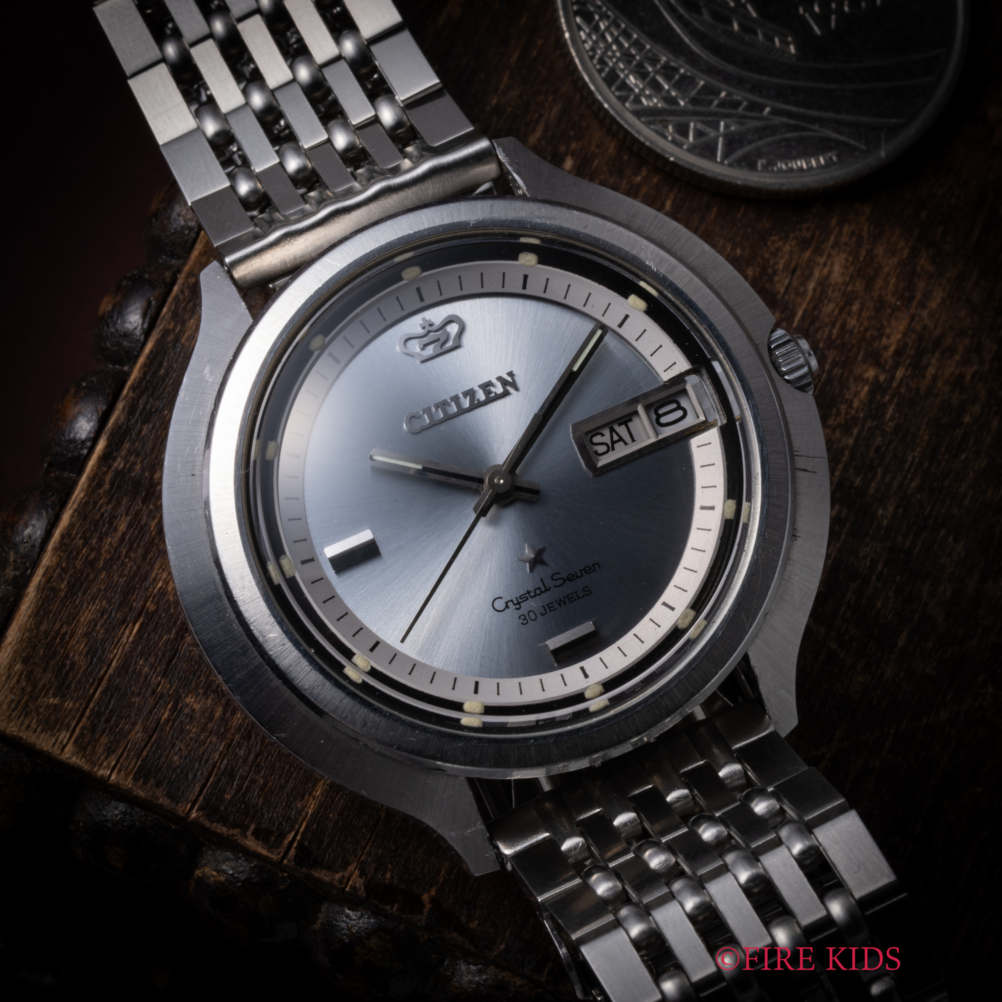 シチズン CITIZEN クリスタルセブン 1968年製 Ref.ACSS2831α-Y 王冠セブン 自動巻 30石 純正ステンレスブレス付