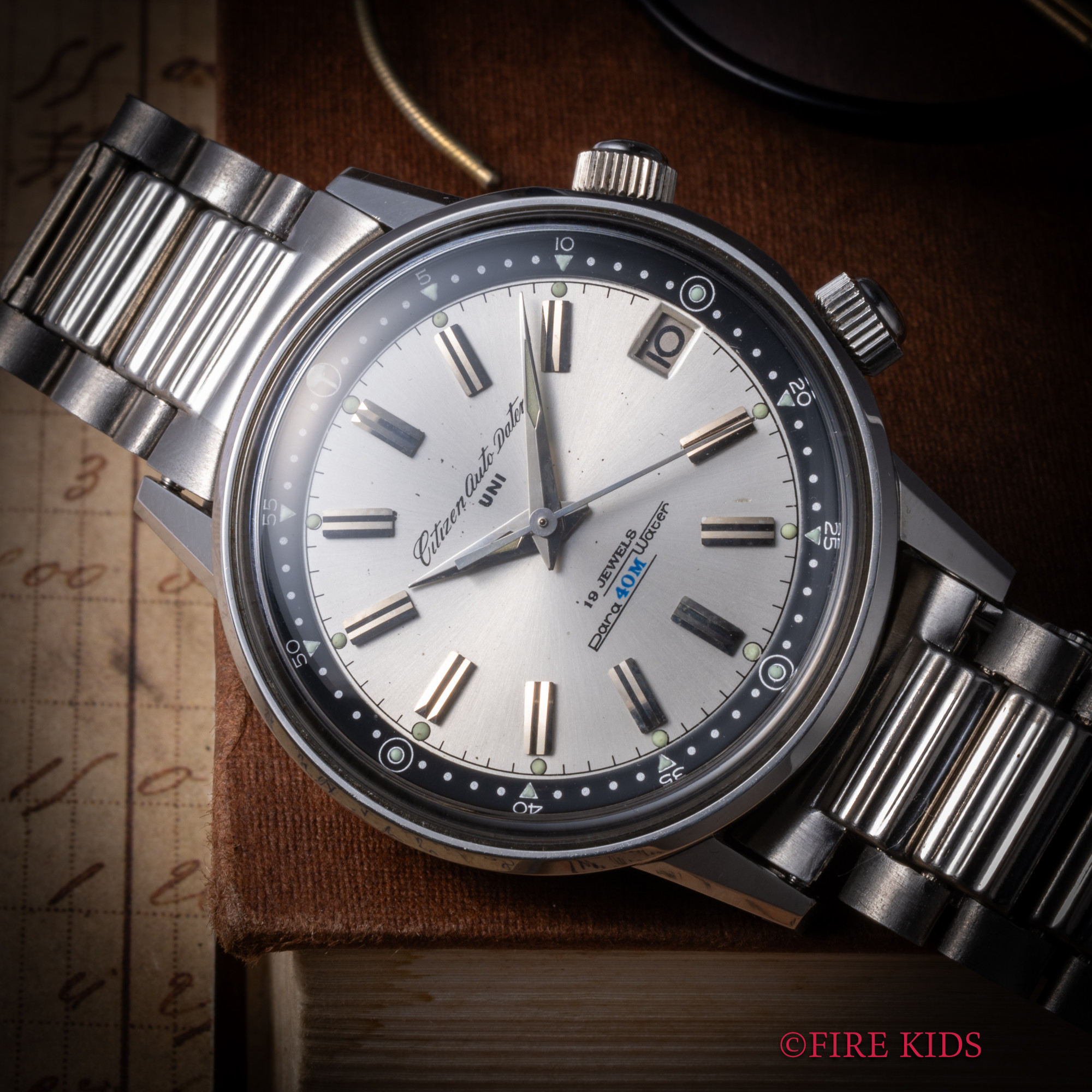 シチズン CITIZEN パラウォーター オートデーター 1965年製 RefADUS31201-T 自動巻き インナー回転ベゼル 当時タグ