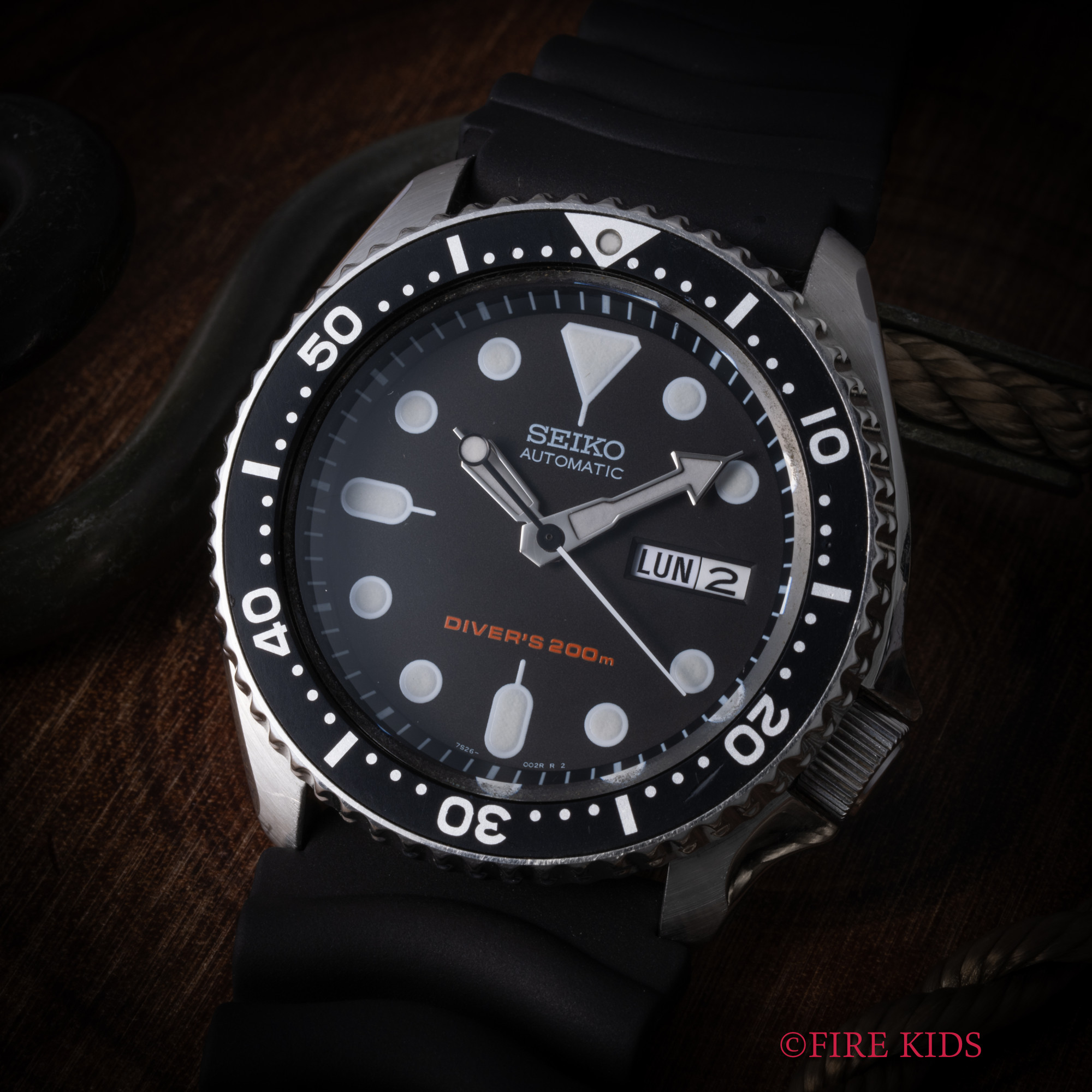 セイコー SEIKO 200ｍダイバーズ ブラックボーイ 2004年製 Ref.7S26-0020 Cal.7S26A 純正ラバーバンド
