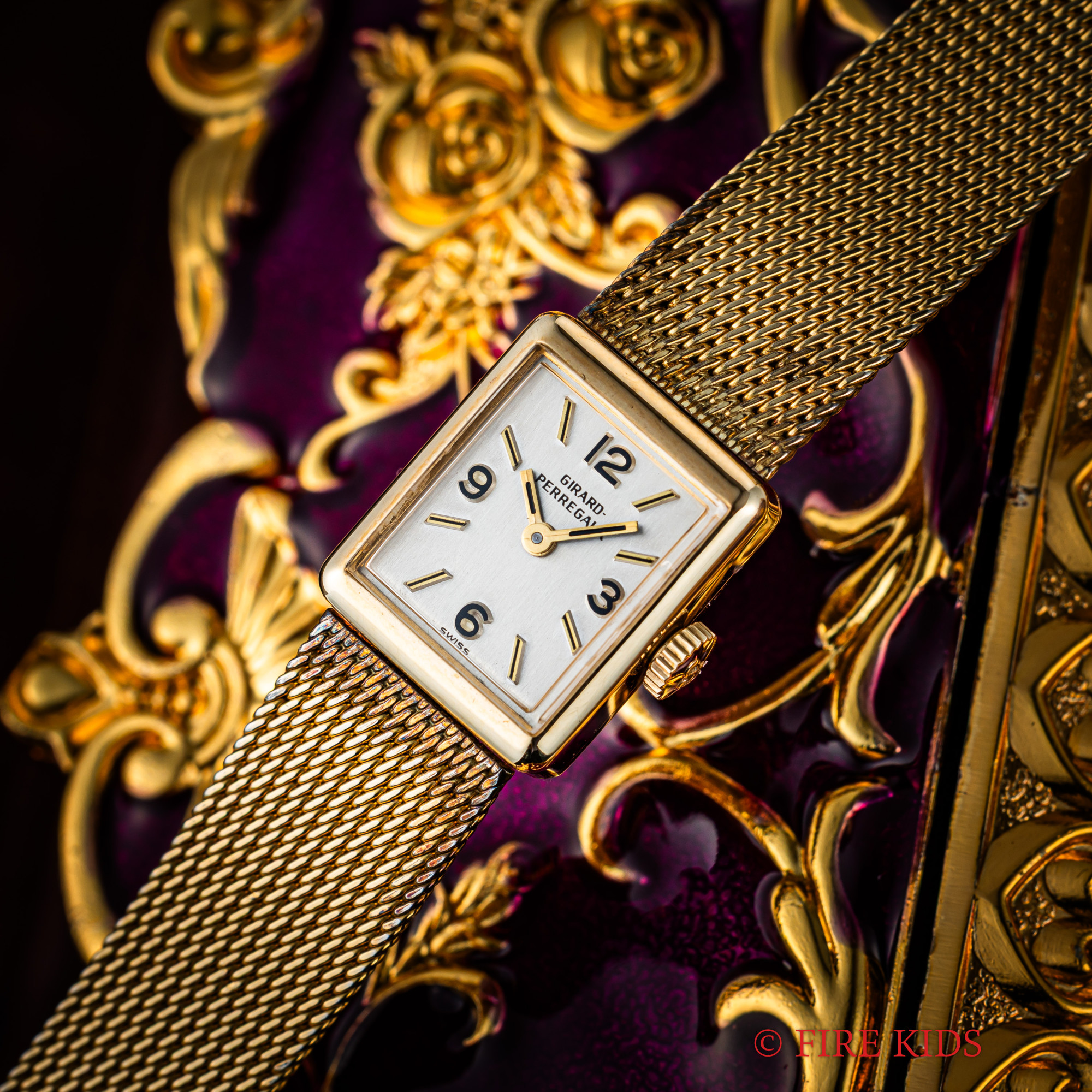 ジラールペルゴ GIRARD PERREGAUX レディース 1970年代製 Ref.2386手巻 角型 JBチャンピオンメッシュブレス付