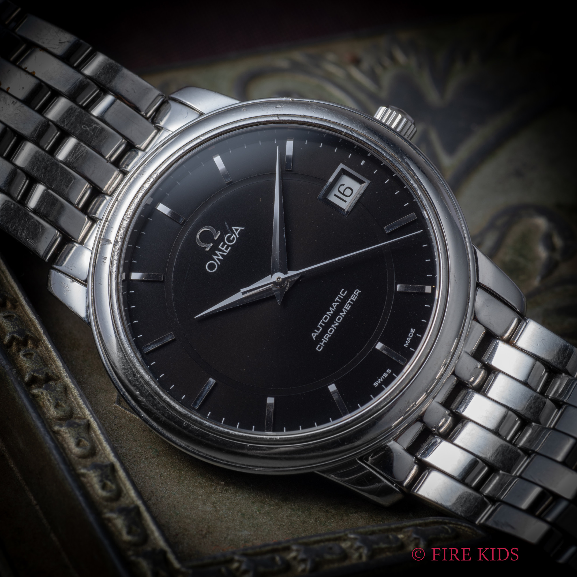 オメガ OMEGA デ・ヴィル プレステージ 1999年製 ブラックダイヤル Ref.4500.51 自動巻き Cal.1120 純正ステンブレス