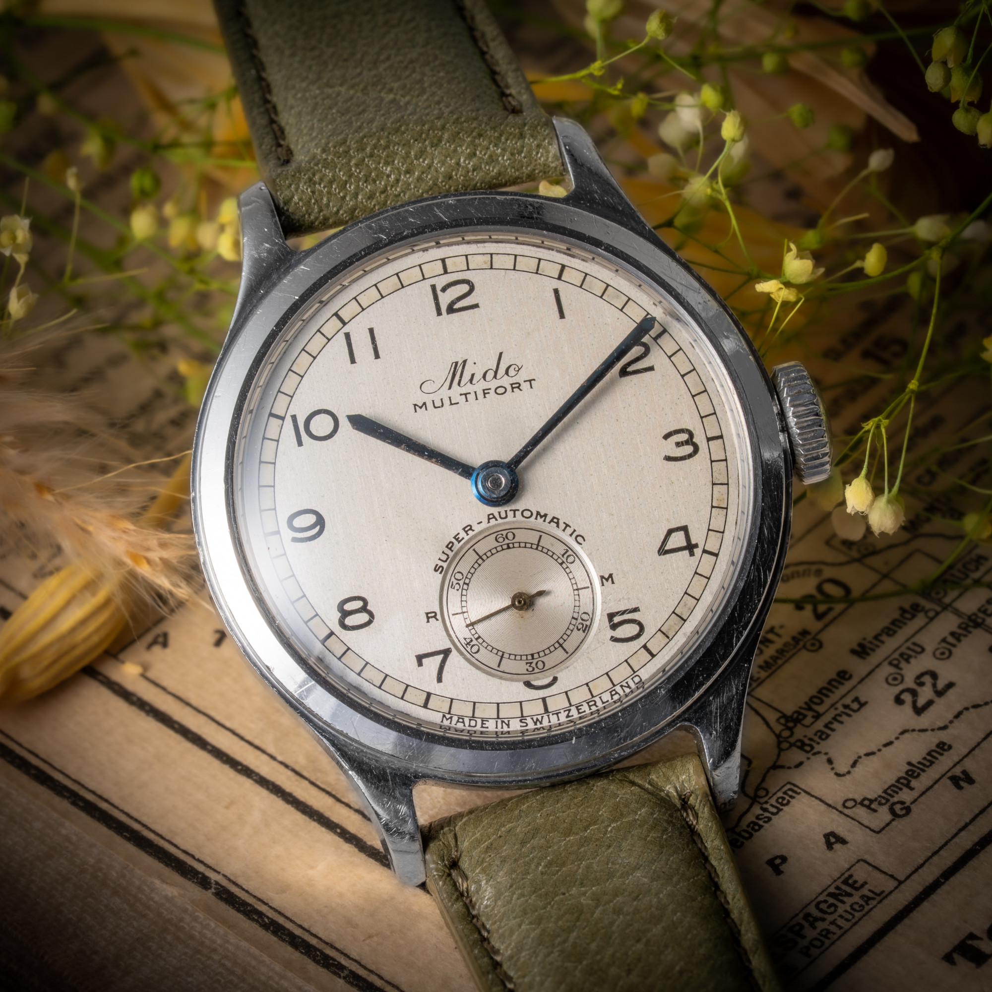 ミドー 1940年代製 マルチフォート Ref.227 デカミドー 33㎜ 自動巻き 全アラビア スモールセコンド