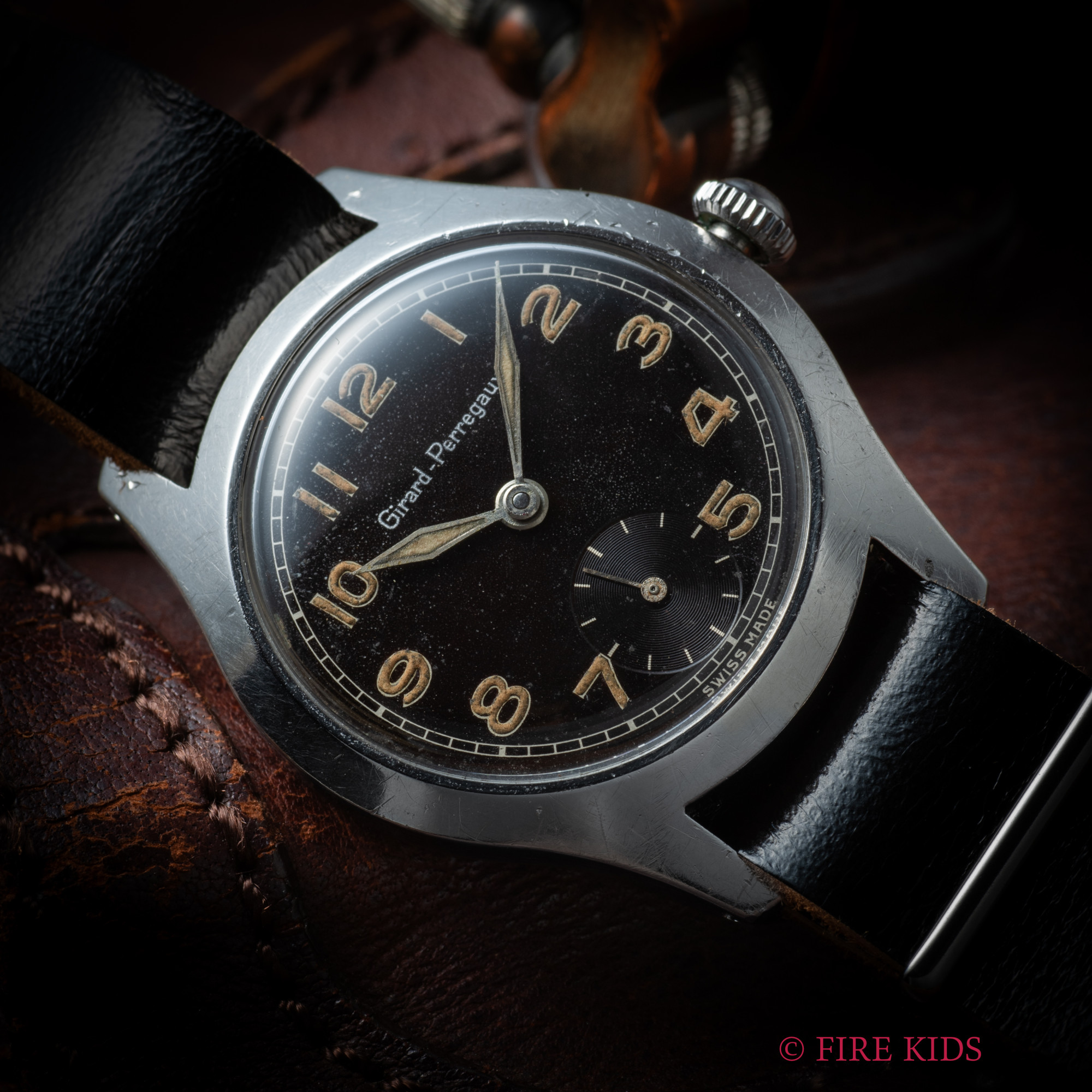 ジラール・ペルゴ 1940年代製 ブラックミラーダイヤル Ref.4816 手巻き スモセコ ロザンジュ針