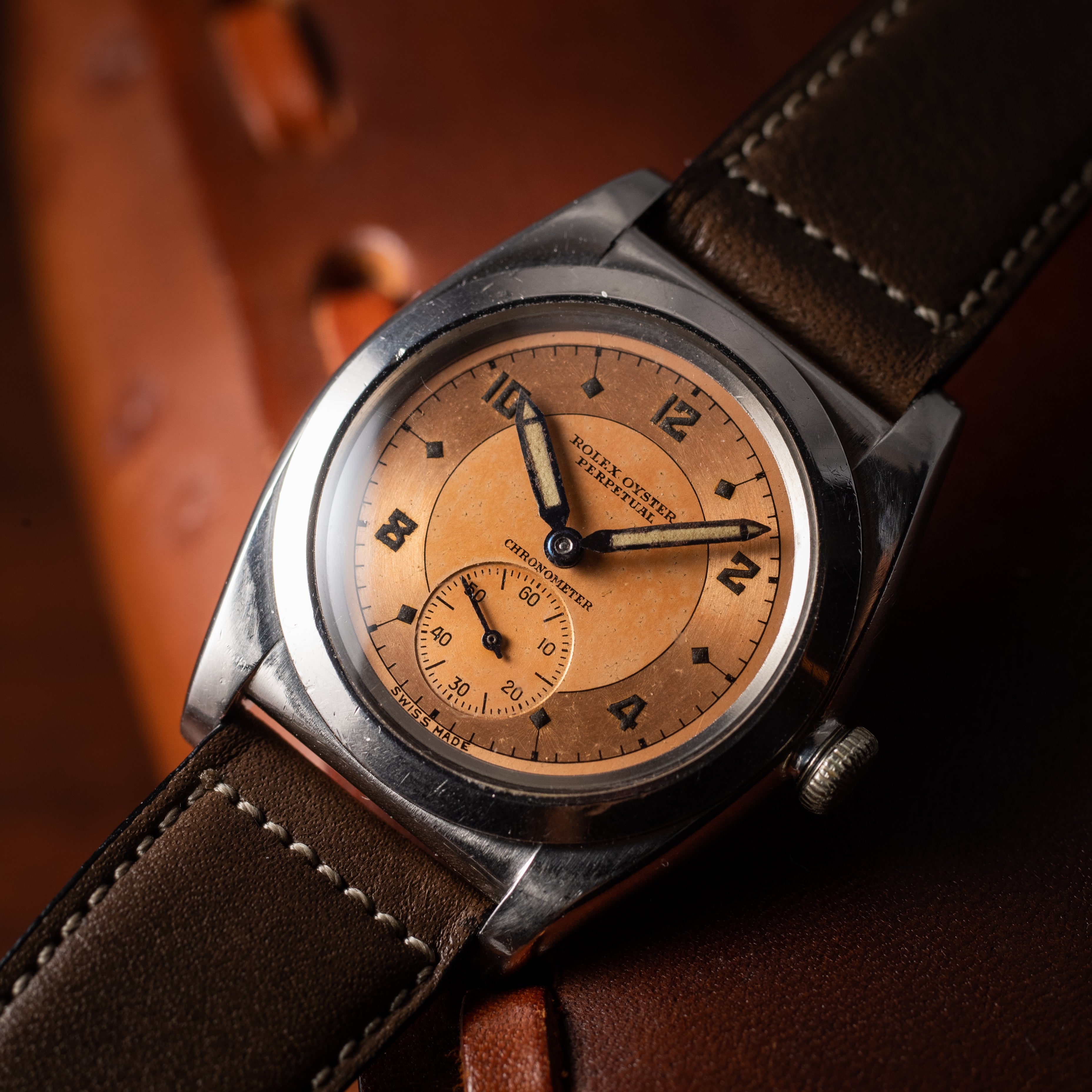 ロレックス バブルバック ピンクスモセコアラビアダイヤル 1942年製 Ref.3135