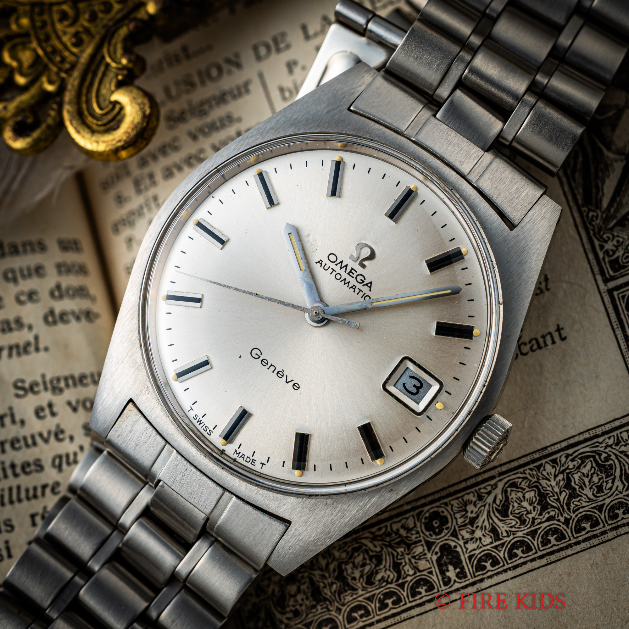 オメガ 1968年製 ジュネーブ Ref.166.041 自動巻 純正ブレス付 裏エナメルシール