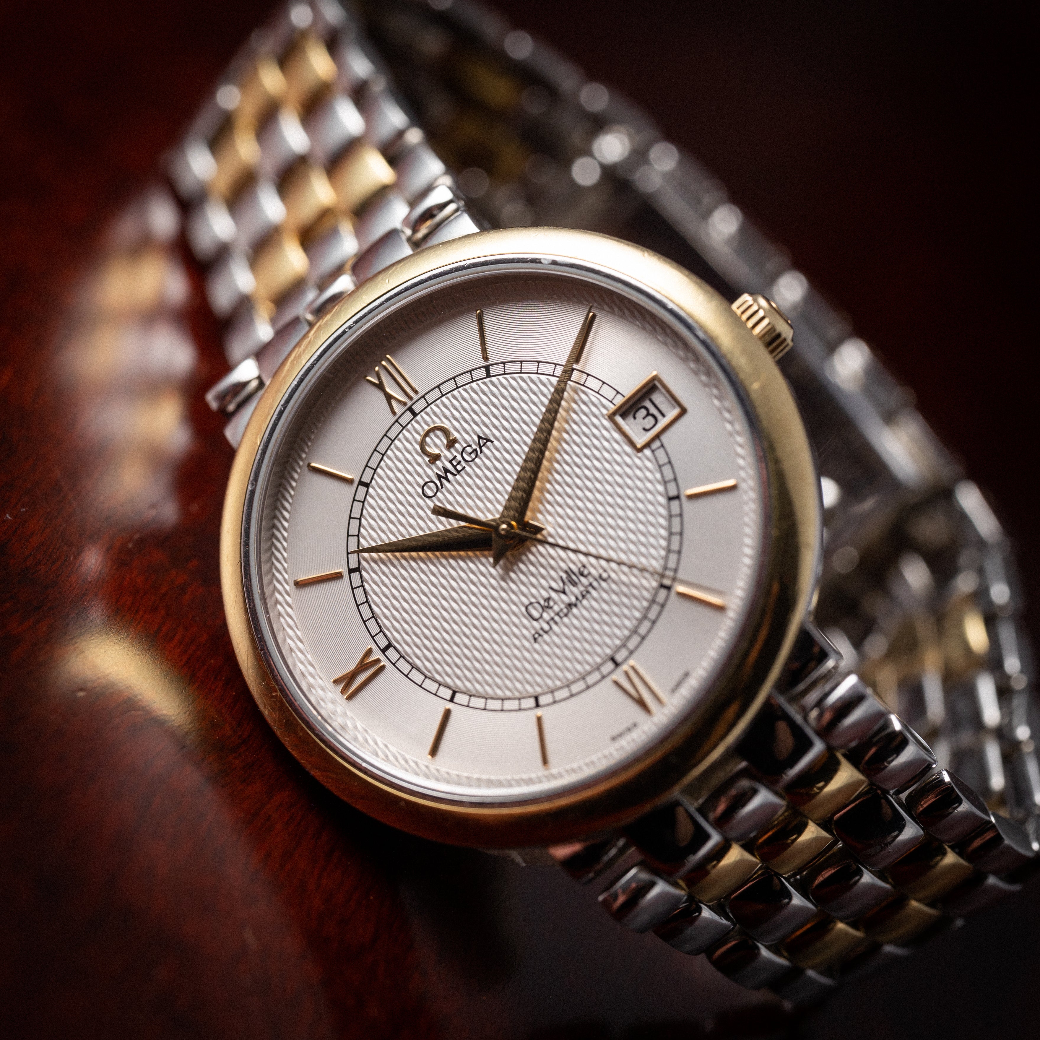 オメガ デ・ヴィル プレステージ 1998年製 コンビ 箱、ギャラ、修理明細書付き