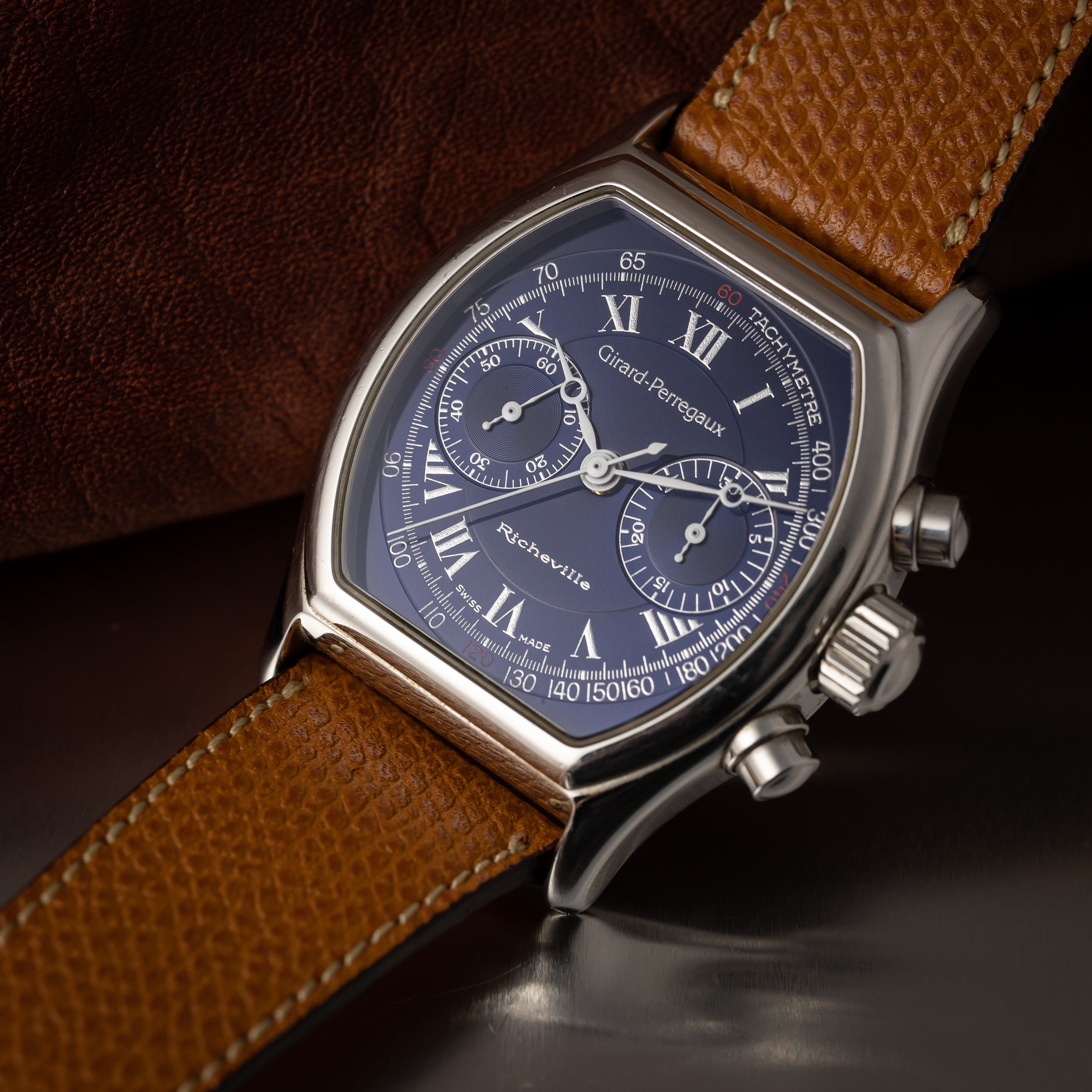 ジラールペルゴ リシュビル ブルーローマン 2レジスタークロノ 1990年代製 手巻き