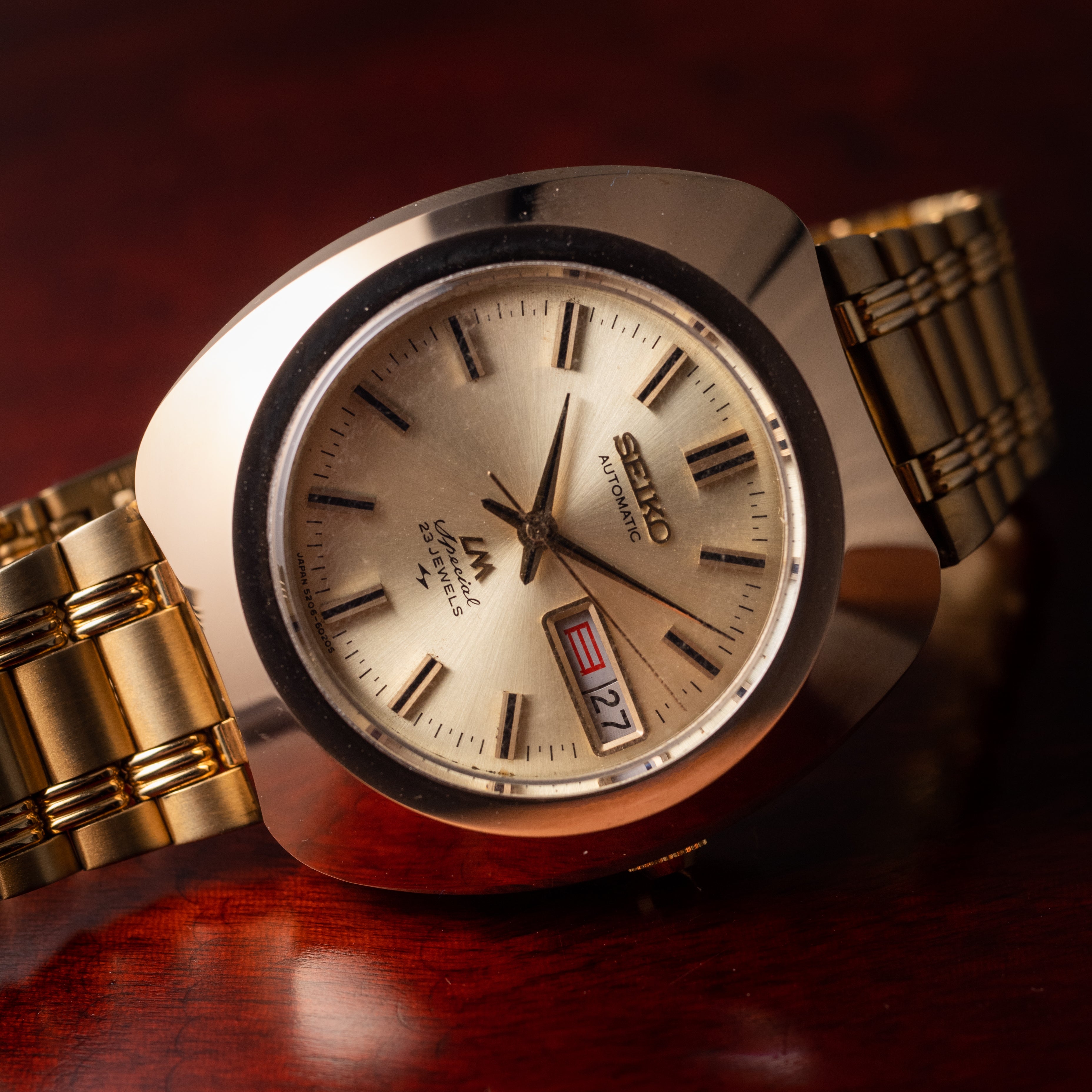 セイコー LMスペシャル 超硬ケース 1971年製 Ref.5206-6040 社外金張りブレス