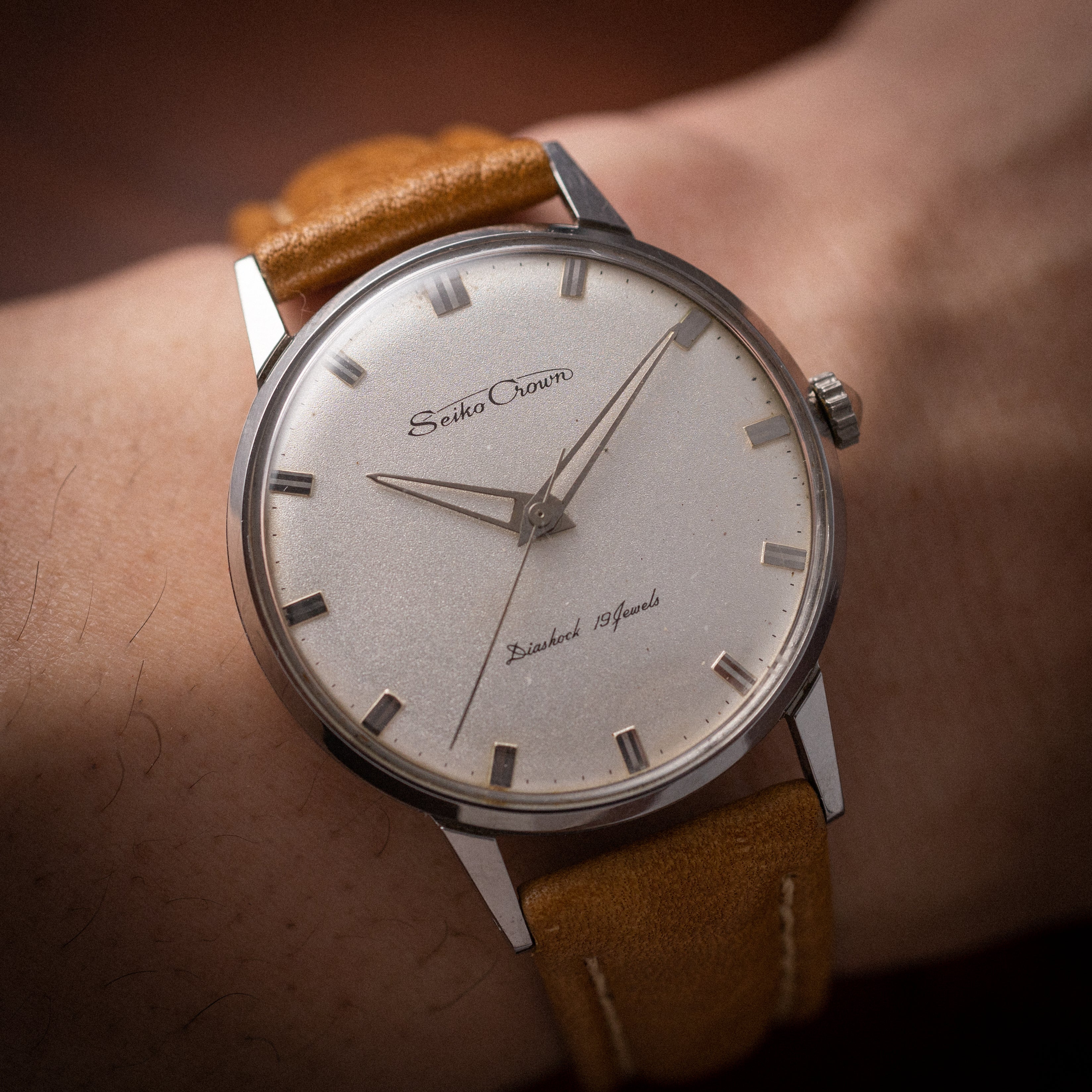 セイコー クラウン スケルトン針 シルバーダイヤル 1961年製 19石 手巻き SSケース