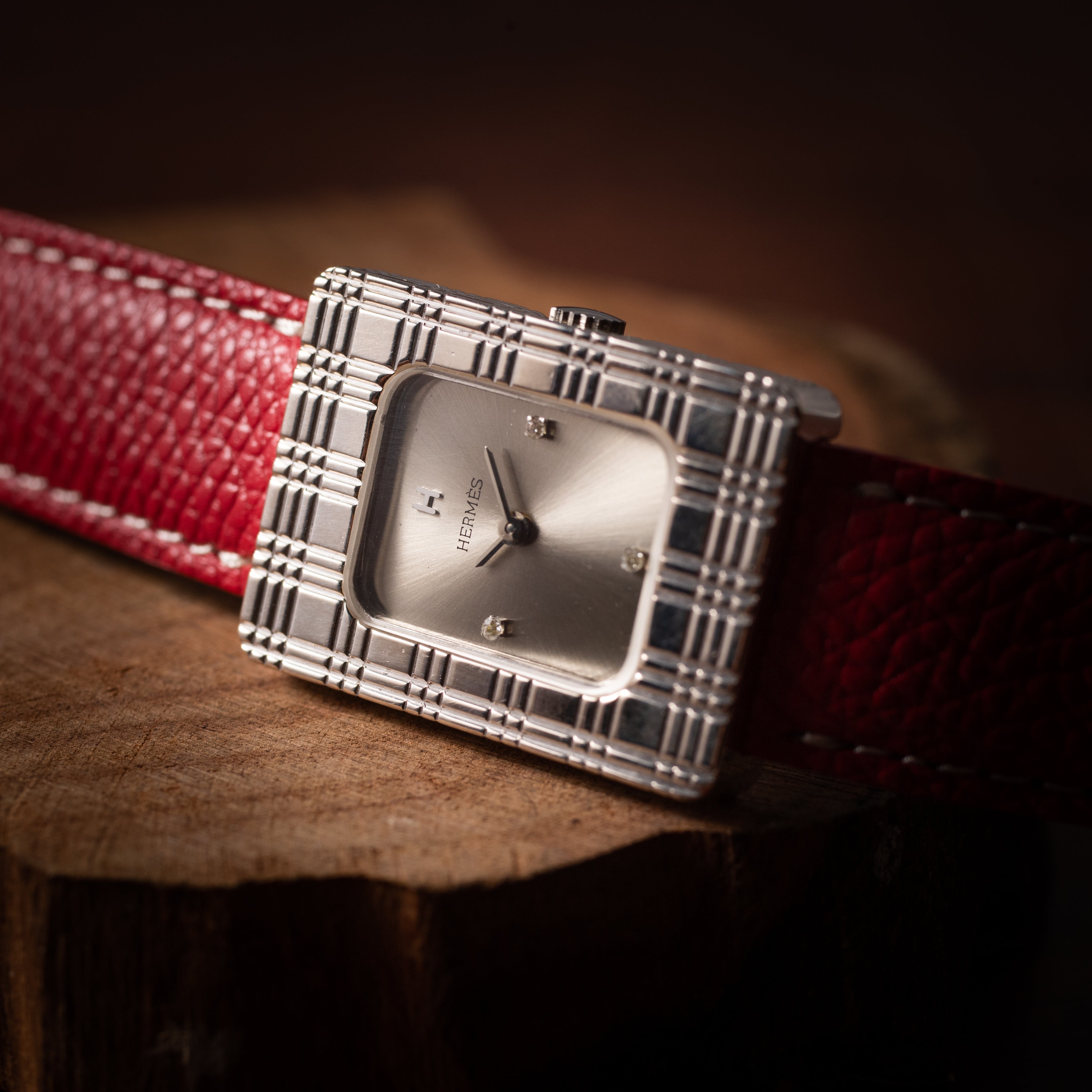 エルメス レクタンギュラー ダイヤインデックス 手巻き 純正ベルト付き 1970年代製