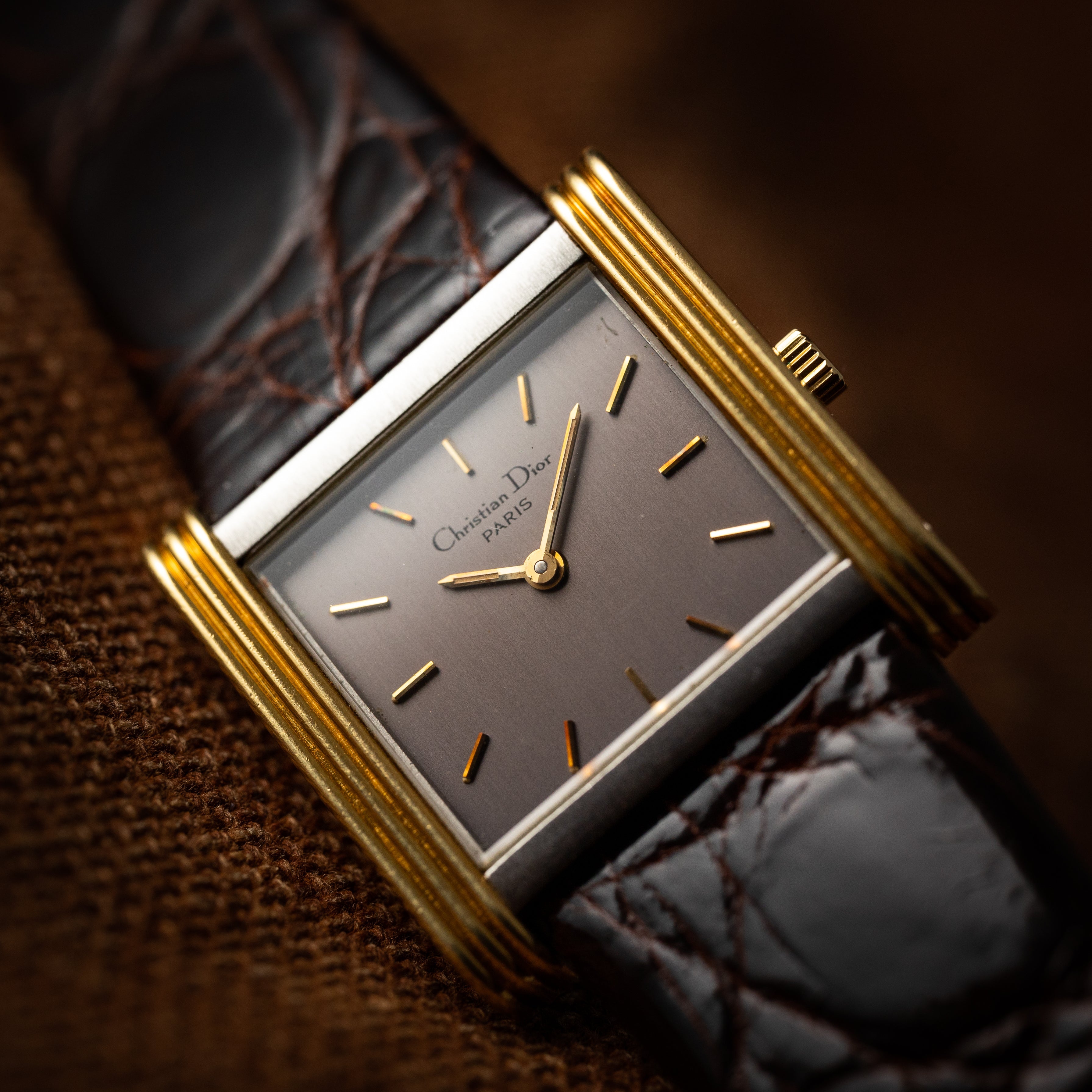 クリスチャンディオール タンク コンビ スクエア グレーダイヤル 1980年代 手巻き