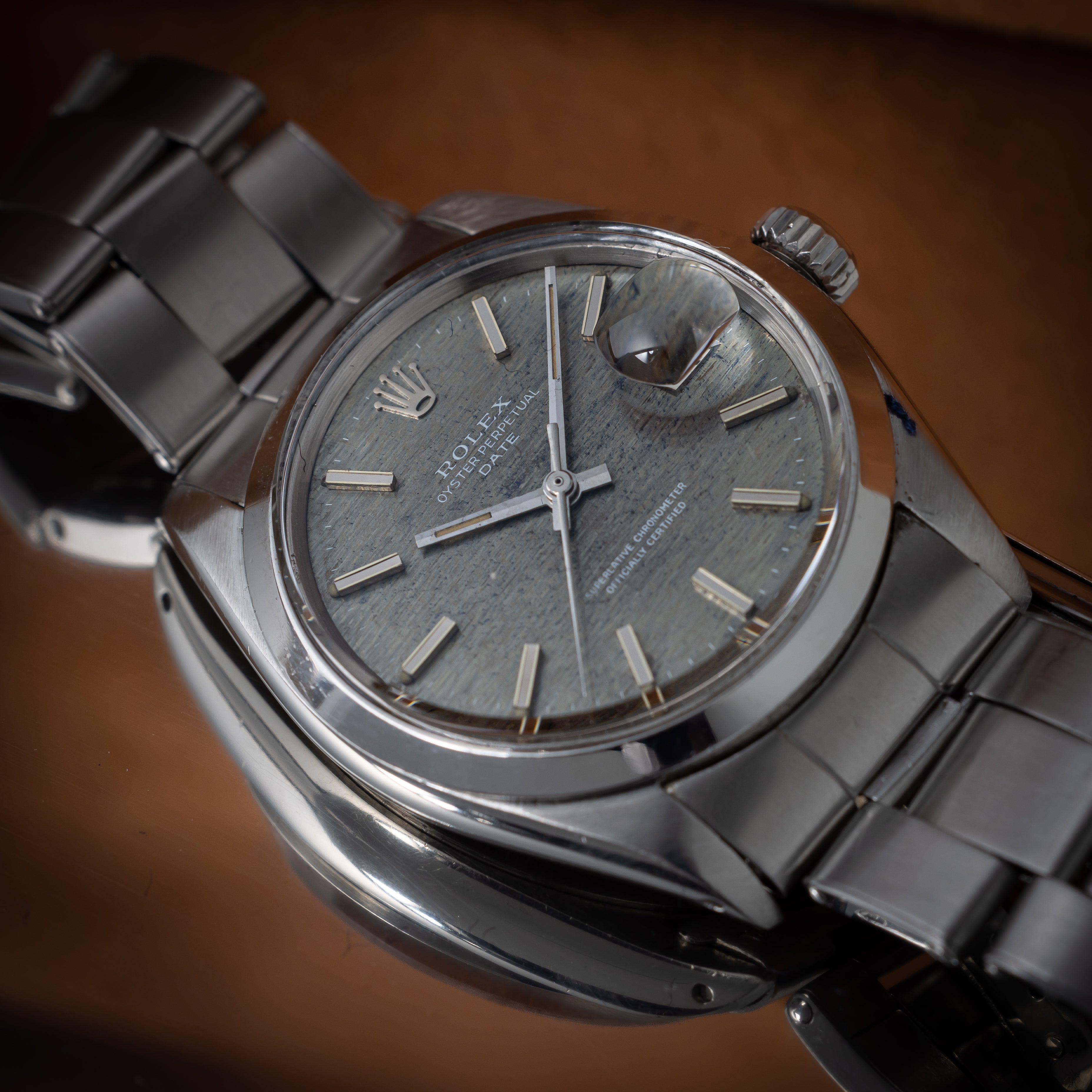 ロレックス 1970年製/昭和45年製 オイスターパーペチュアルデイト Ref.1500 ブルーブリックダイヤル