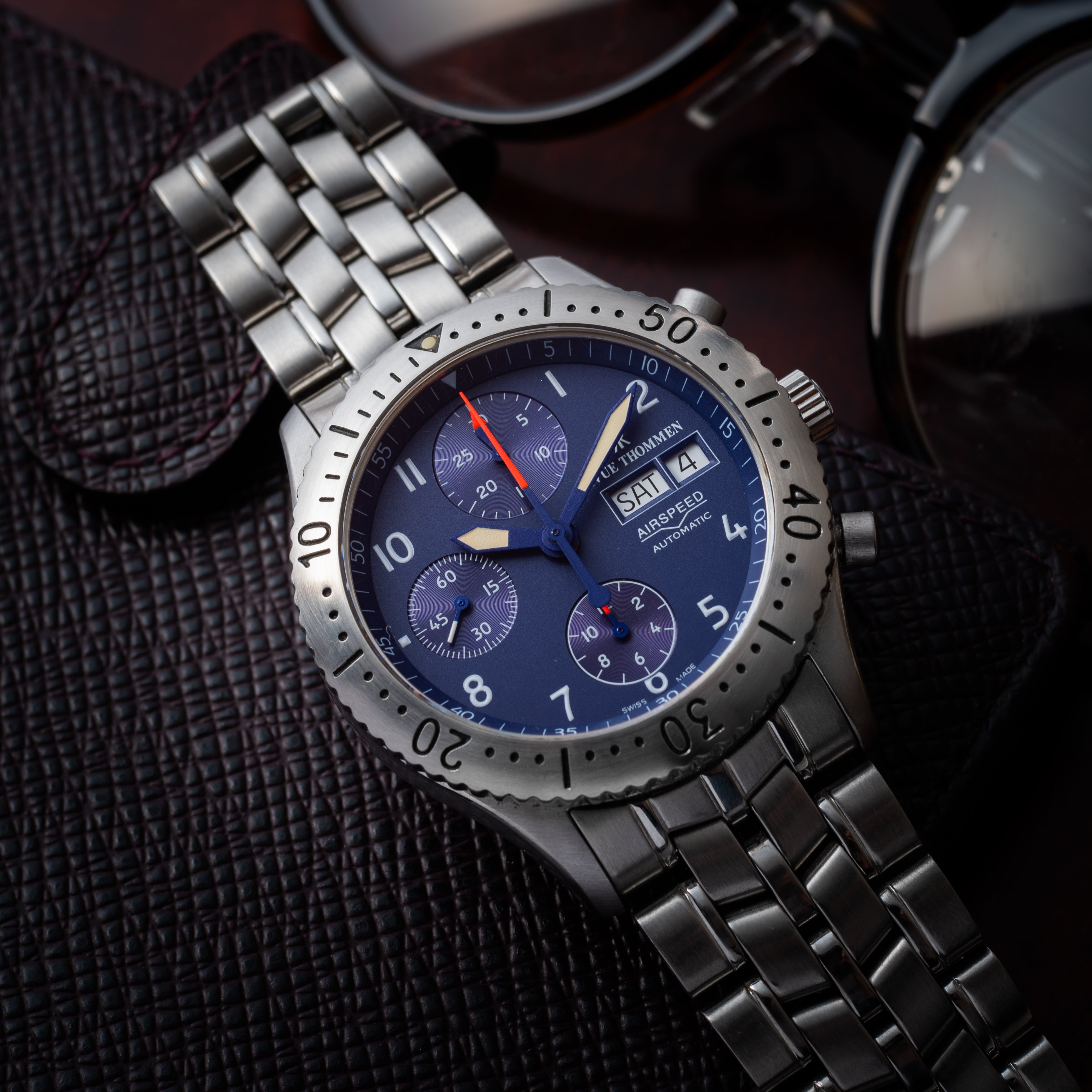 レビュートーメン エアスピード 1990年代製 バルジュー7750 パイロットウオッチ