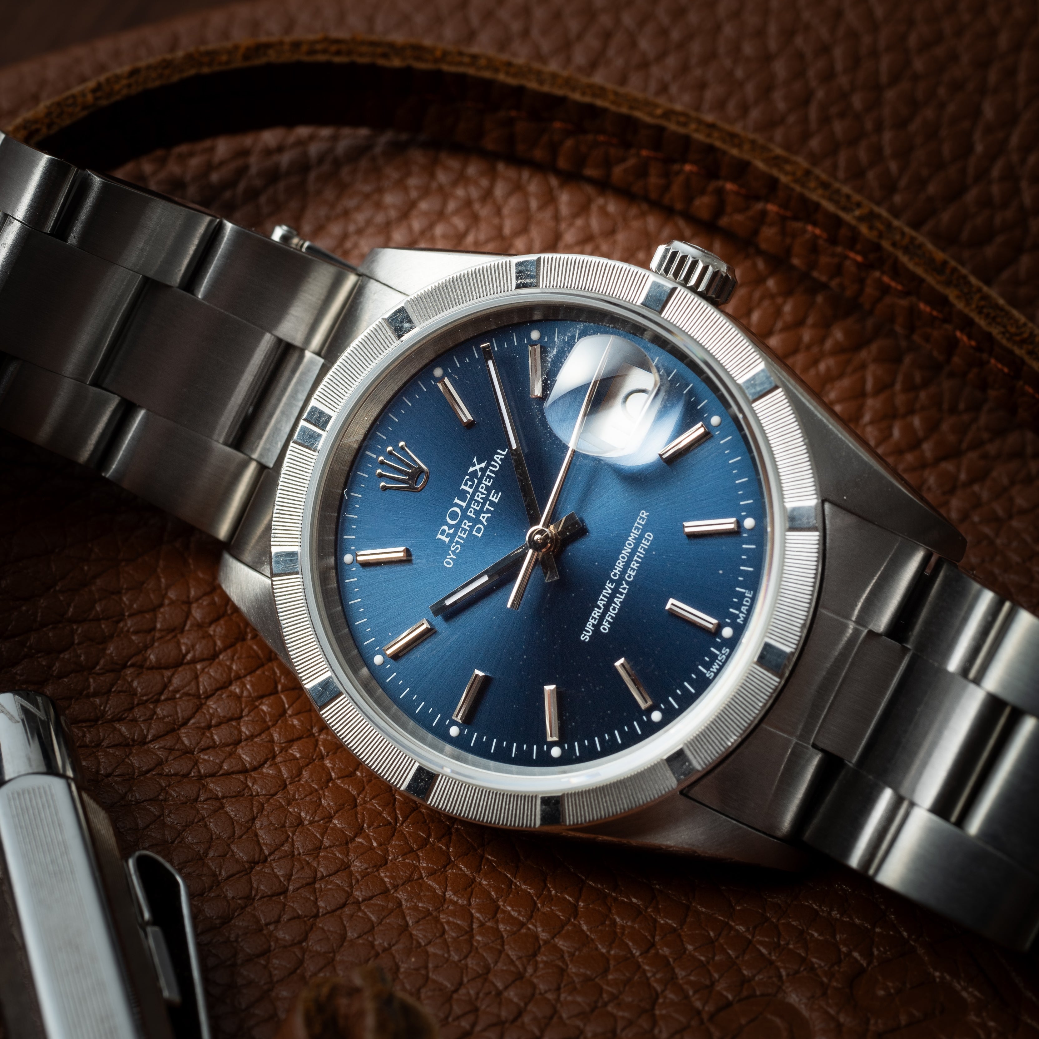 ロレックス 2001年製 オイスターパーペチュアルデイト Ref.15210 ブルーダイヤル ギャラ、説明書、タグ付き