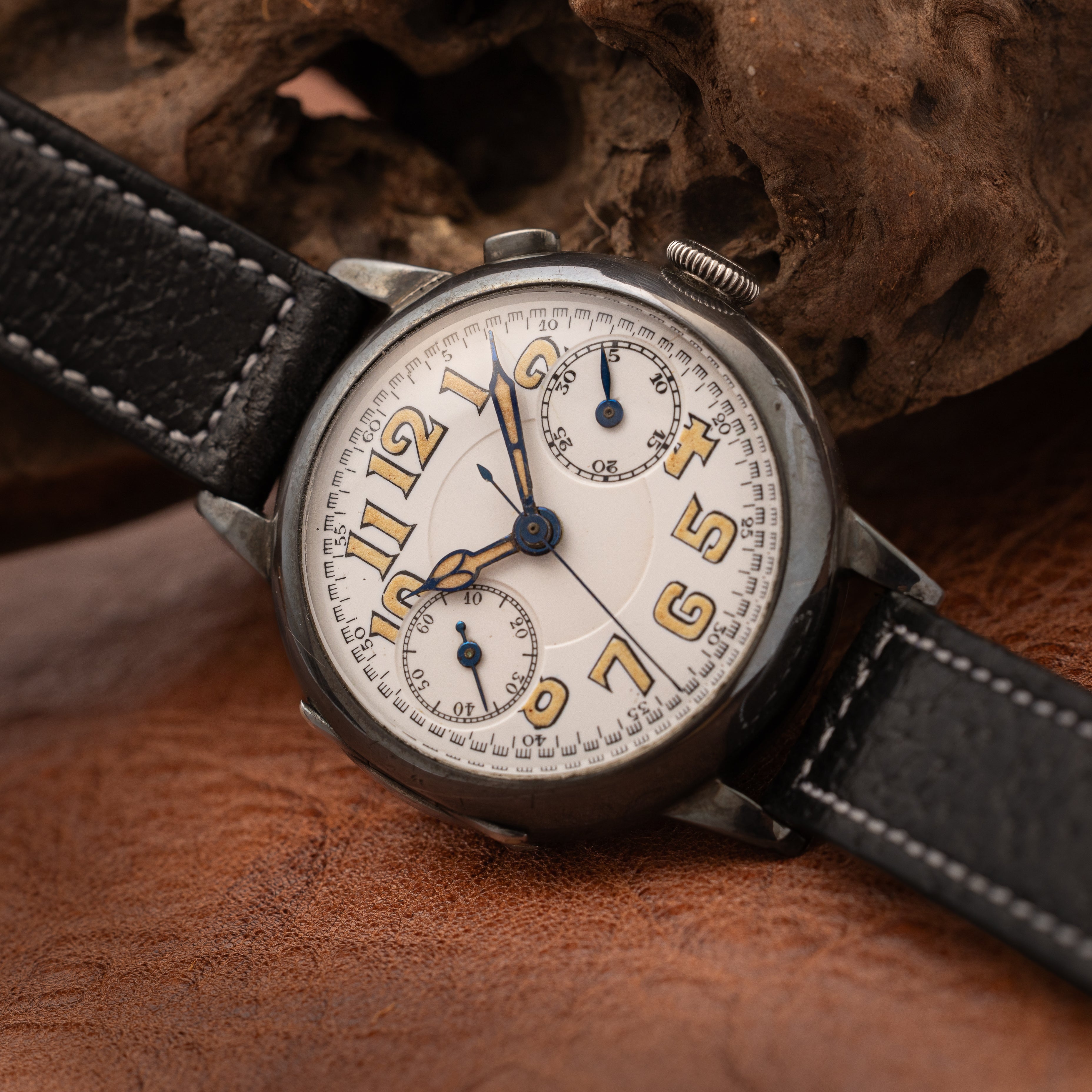 【2024.6.9返品】ギャレット ポーセリン銀無垢クロノ ミネルバ13-20CH 1930年代