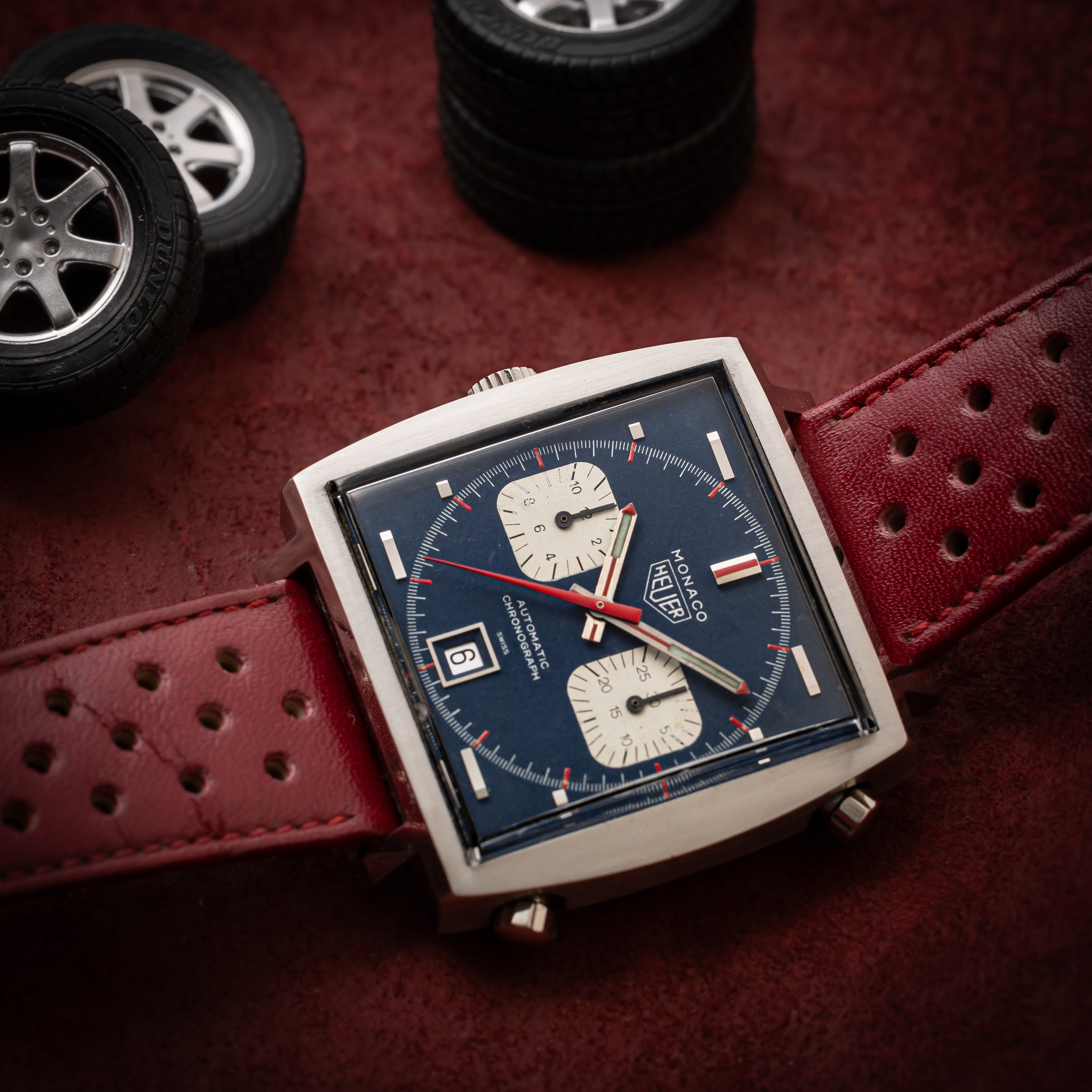 ホイヤー モナコ Ref.1133 ブルーダイヤル Cal.12 マックィーン 純正革ベルト尾錠