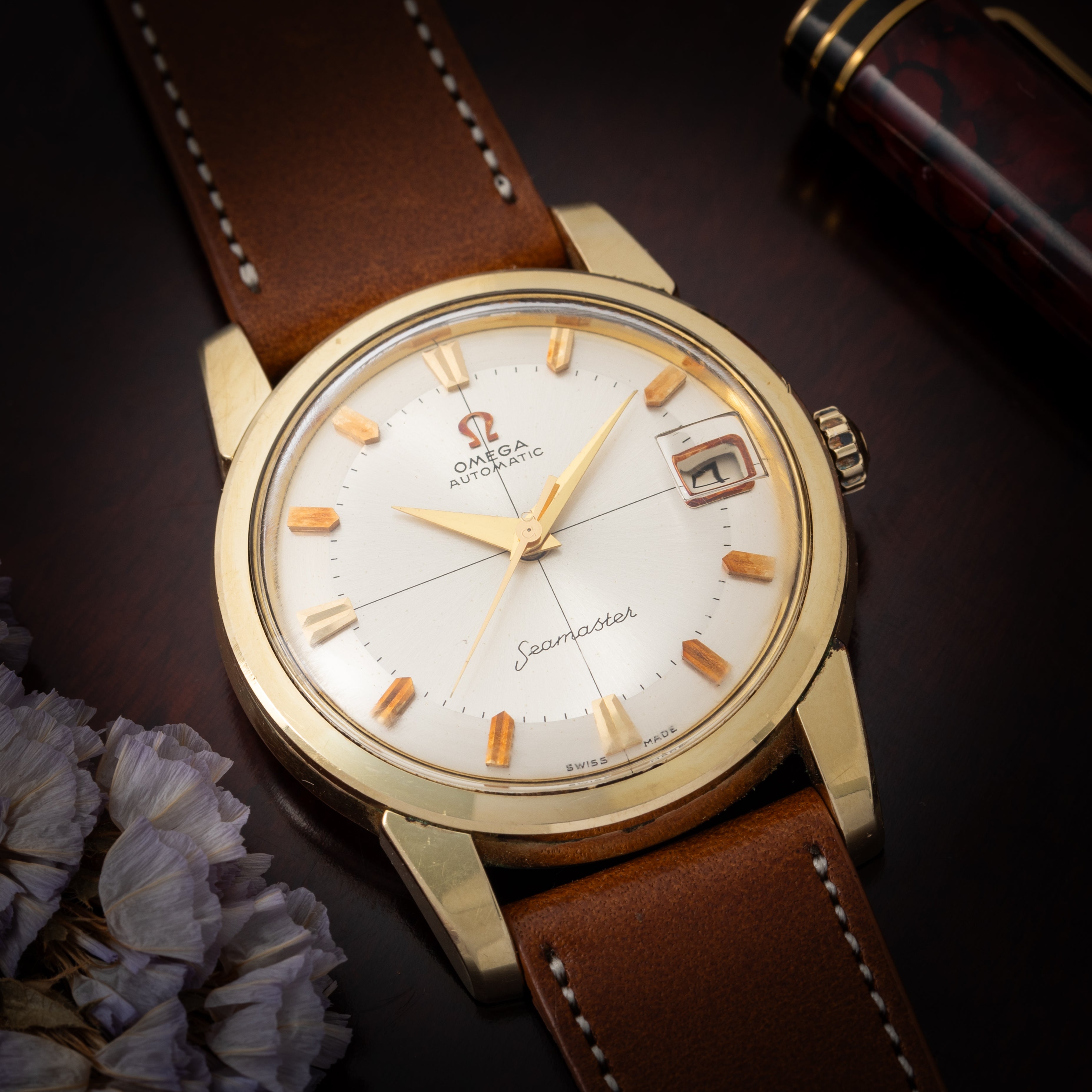 オメガ シーマスター 1962年製 金張り クロスライン ツートーンダイヤル