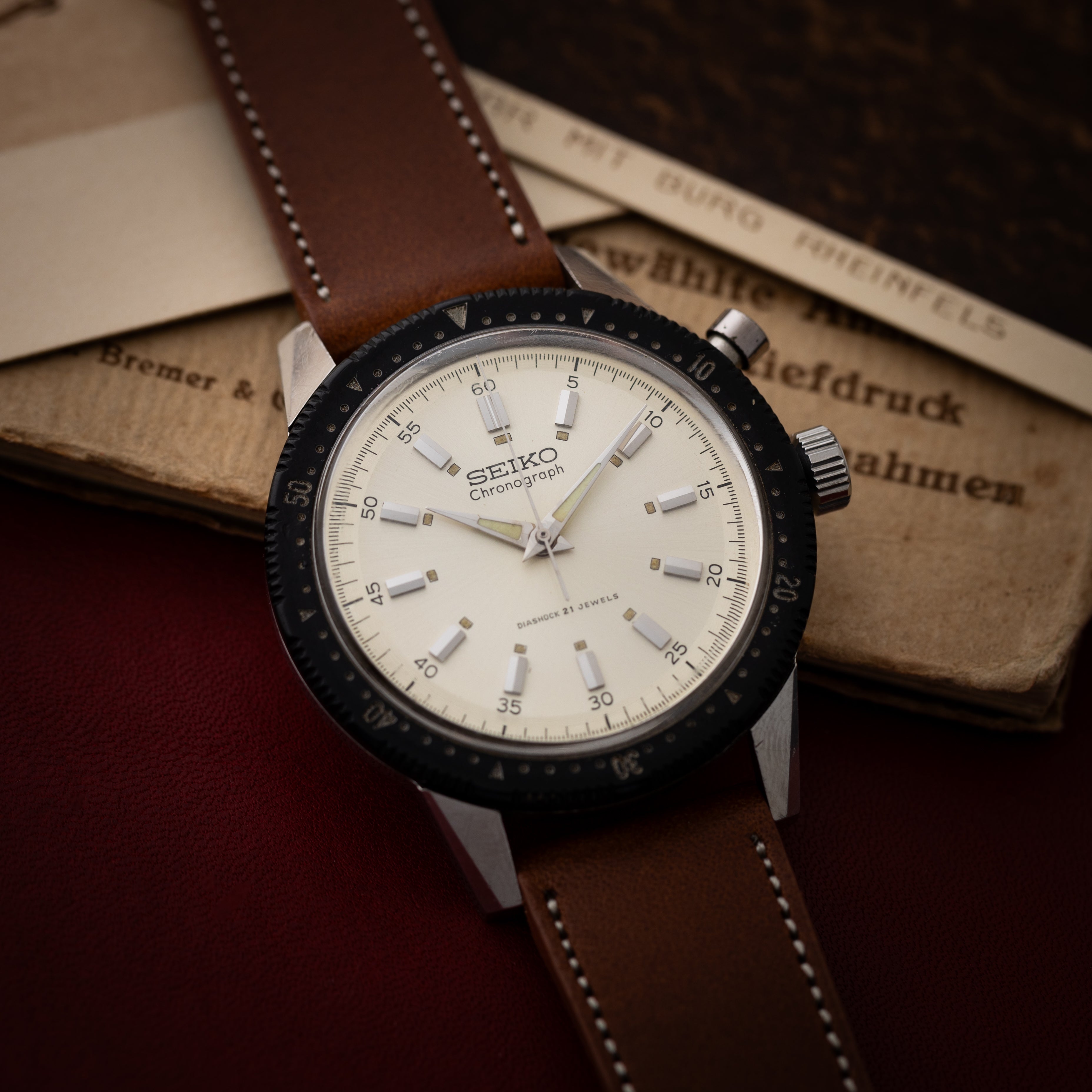 セイコー ワンプッシュクロノグラフ 1964年製 聖火マーク シルバーダイヤル