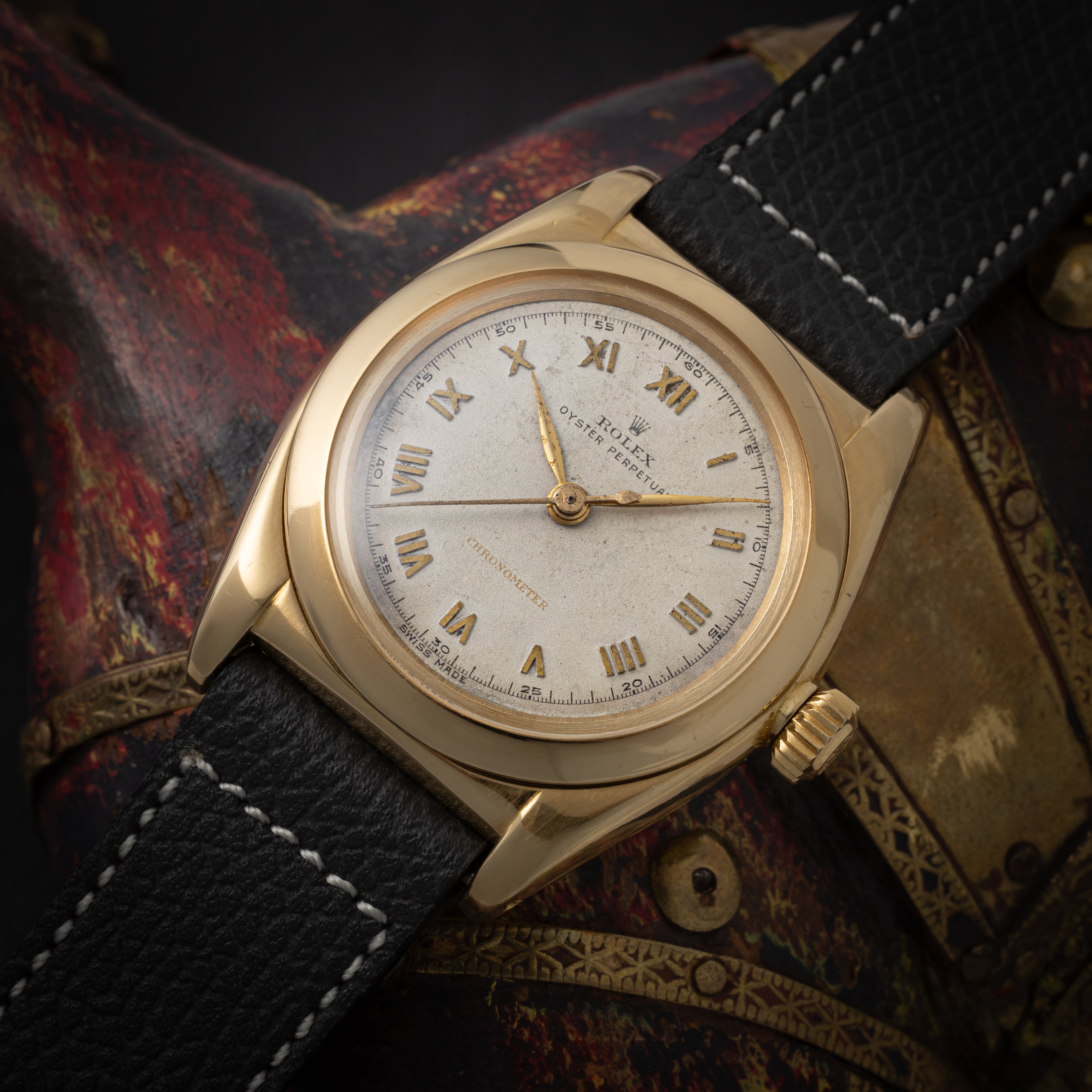 ロレックス バブルバック18金無垢ケース オリジナルローマンダイヤル 1940年代製
