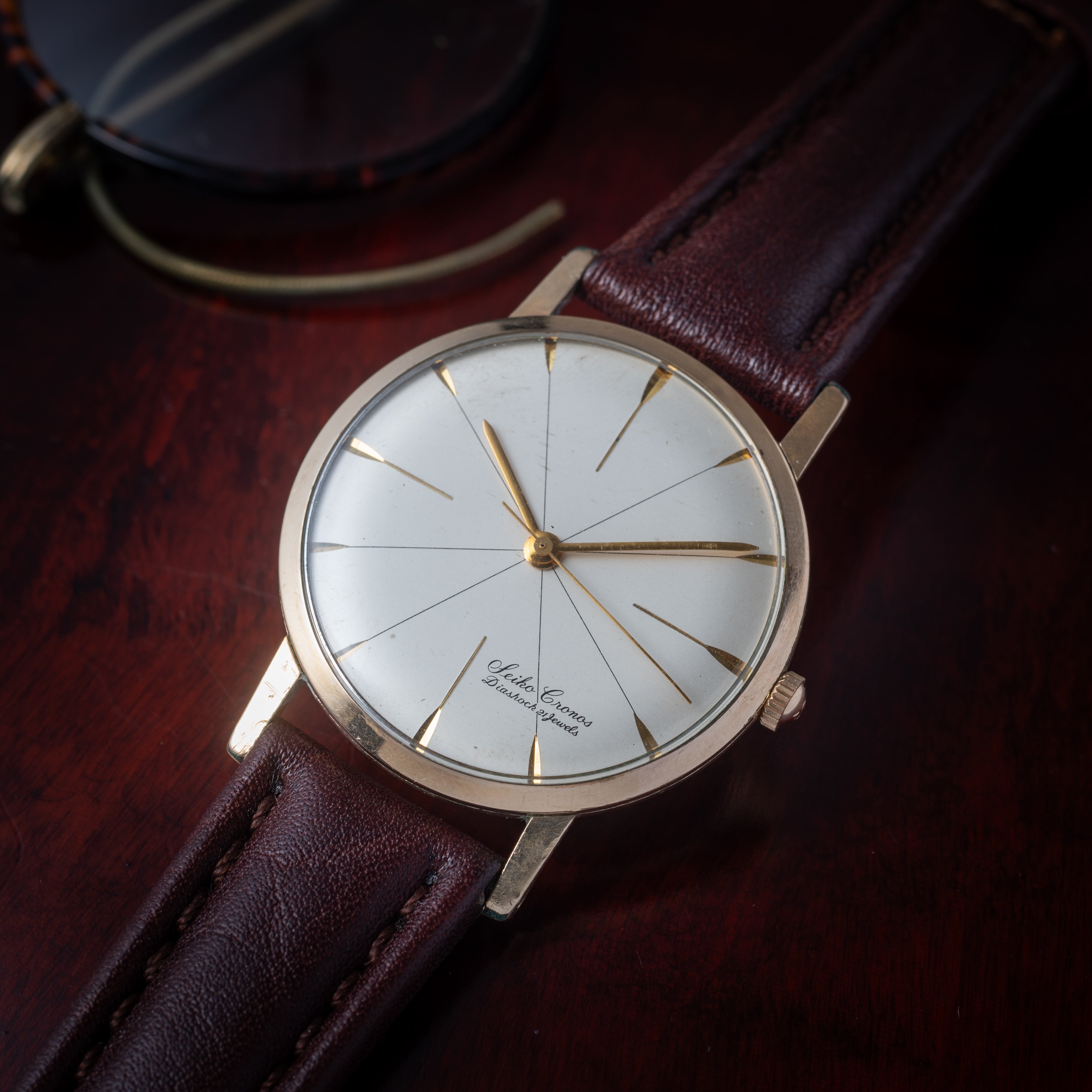 セイコー クロノス 1959年製 手巻き 金張りケース シルバーダイヤル