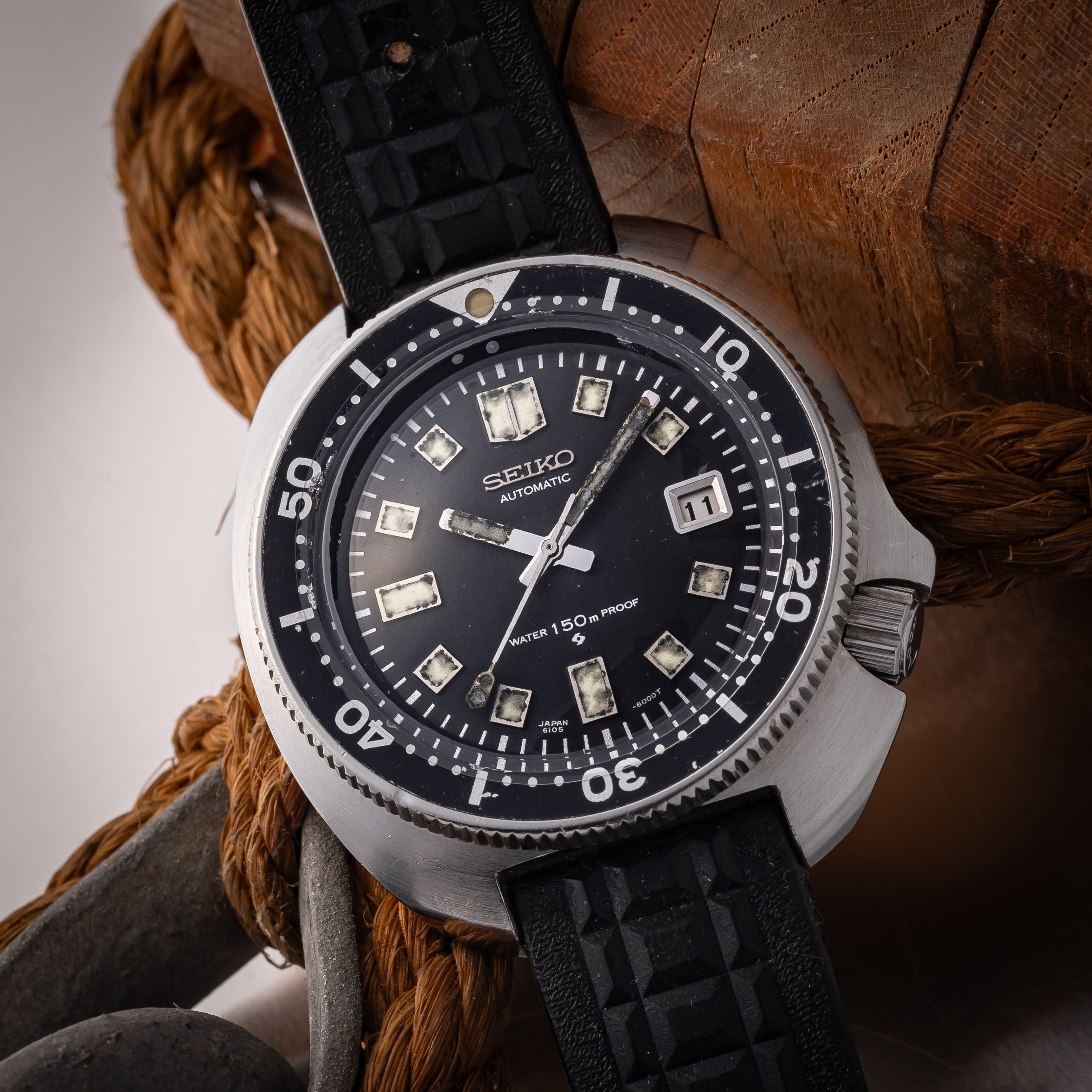 セイコー 植村ダイバー 1970年製 150ｍダイバー 2nd 後期 オリジナルラバーベルト付き