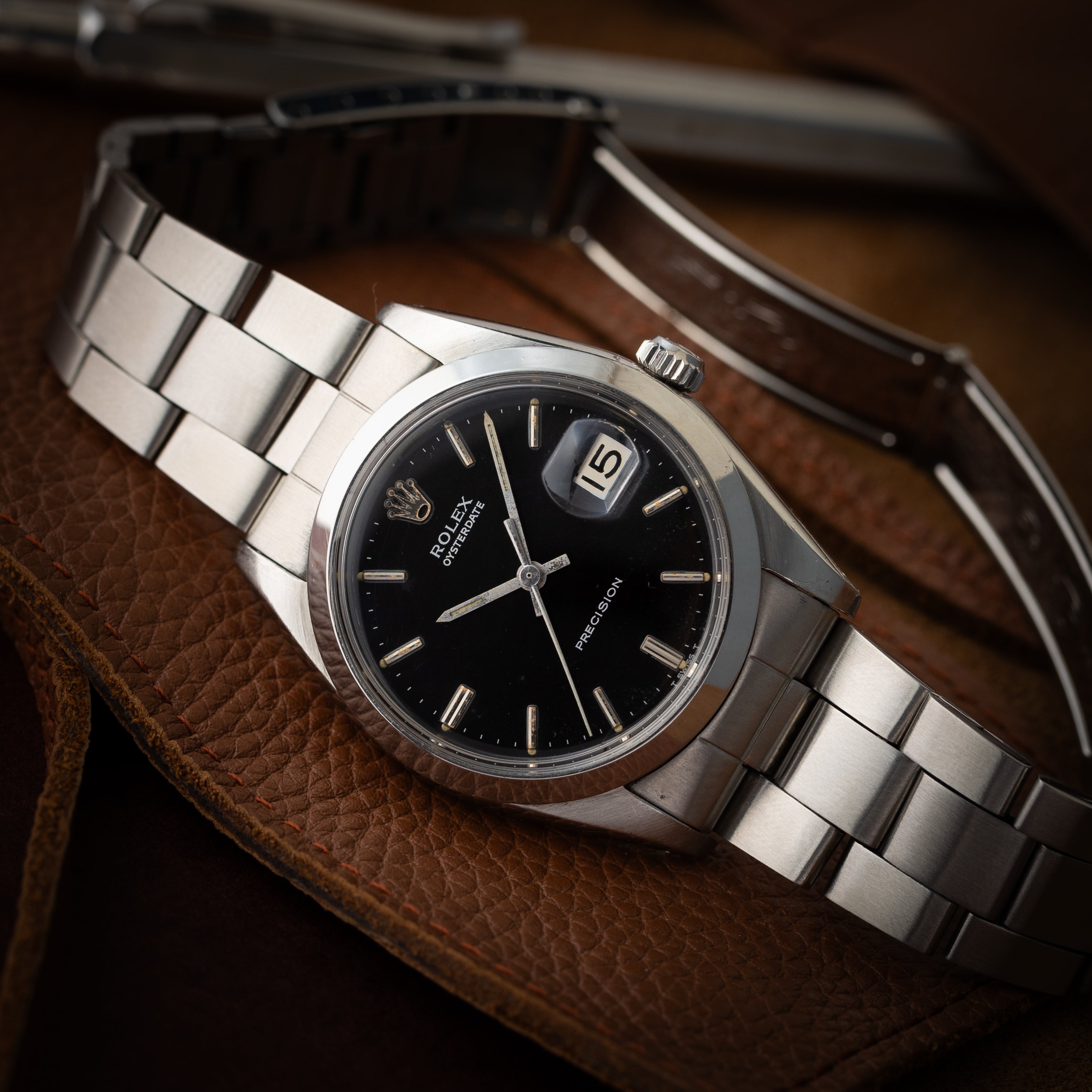 ロレックス オイスターデイト 1967年製 Ref.6694 ブラックミラーダイヤル