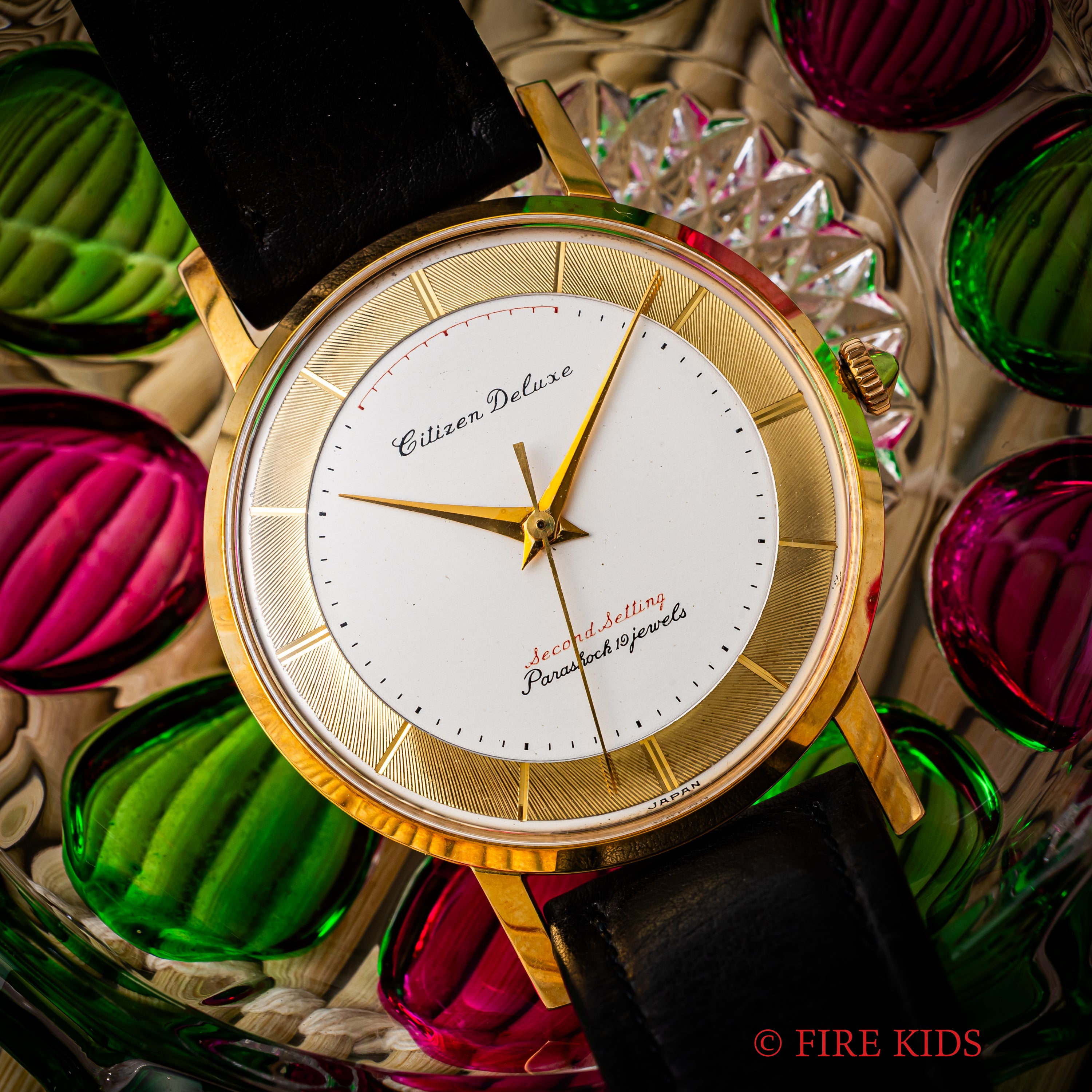 シチズン デラックス セコンドセッティング CGPケース 1960年代 純正革ベルト、尾錠、箱、タグ付き