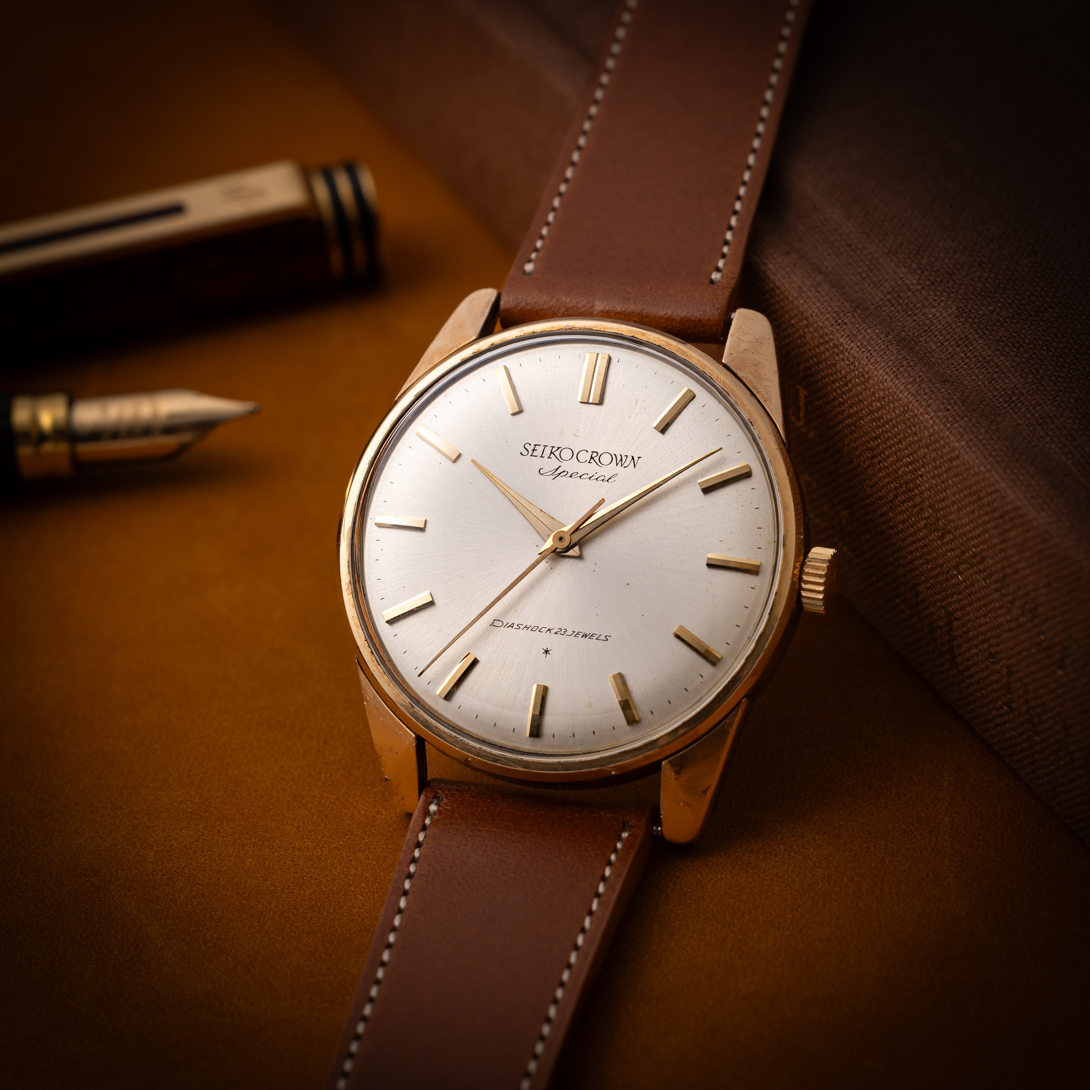 セイコー クラウンスペシャル 1965年製 金張り 手巻き Ref.J14100E 箱、タグ付き