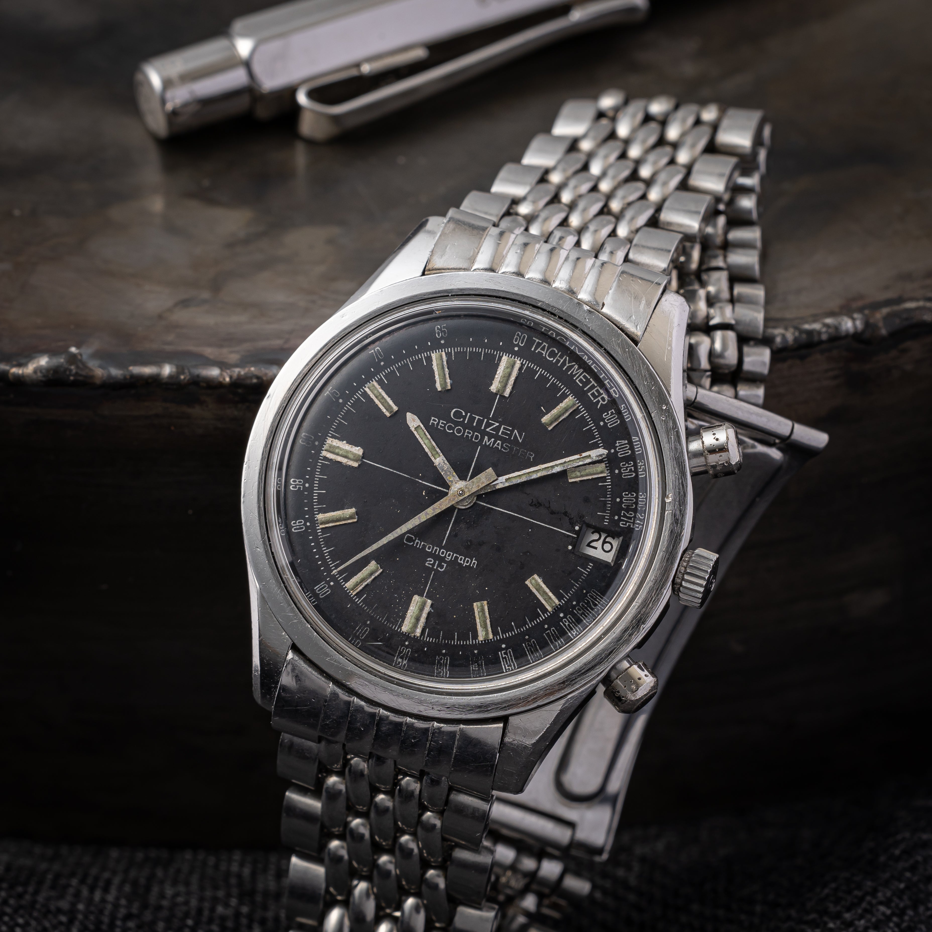 シチズン レコードマスター 1973年製 手巻き ブラックダイヤル