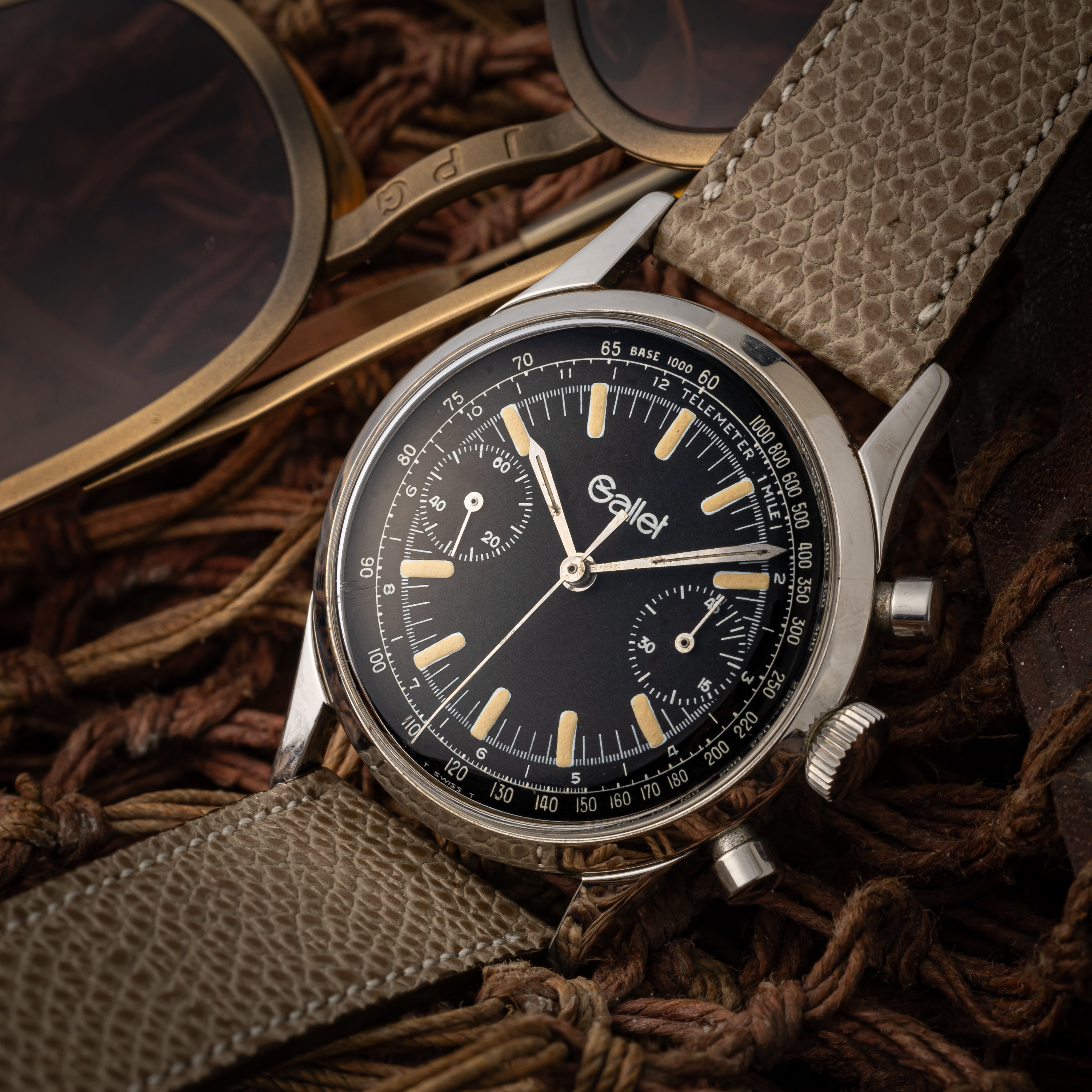 ギャレット 2レジスタークロノグラフ オリジナルブラックダイヤル 1970年代製