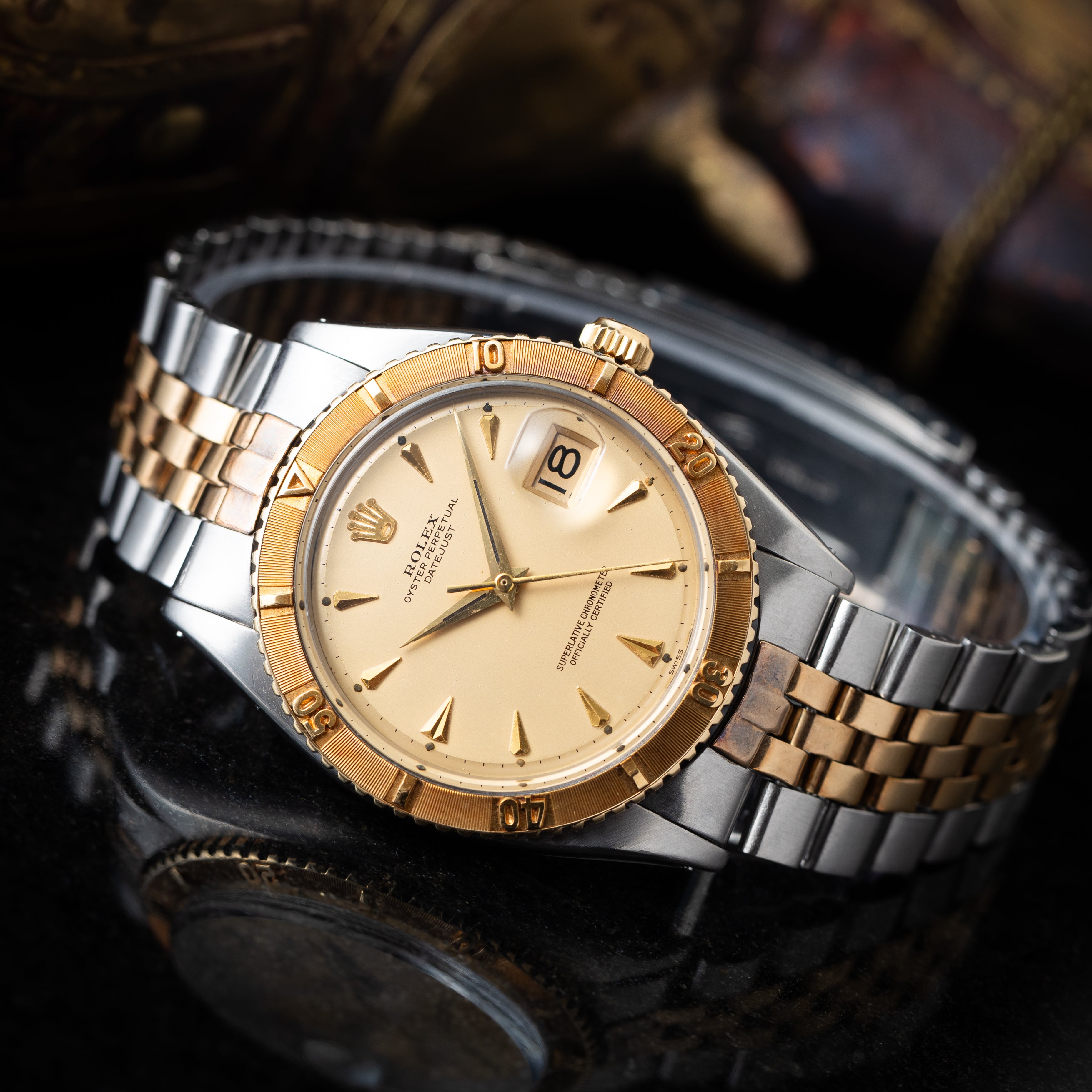 ロレックス サンダーバードコンビ 1961年製 ドーフィンハンド 楔インデックス シャンパンゴールド Ref.1625