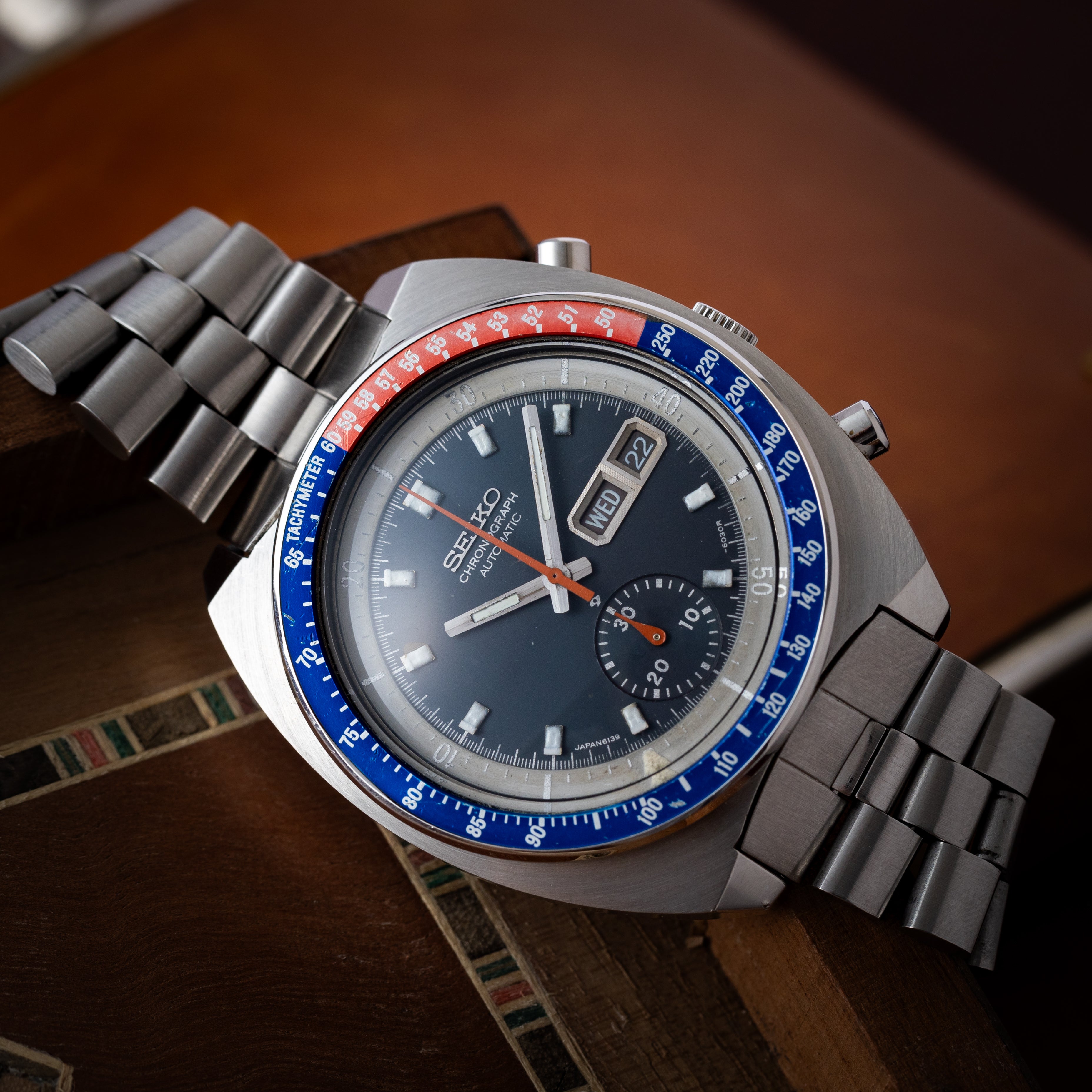 セイコー クロノグラフ 1974年製 Ref.6139-6002 ペプシベゼル オリジナルブレス