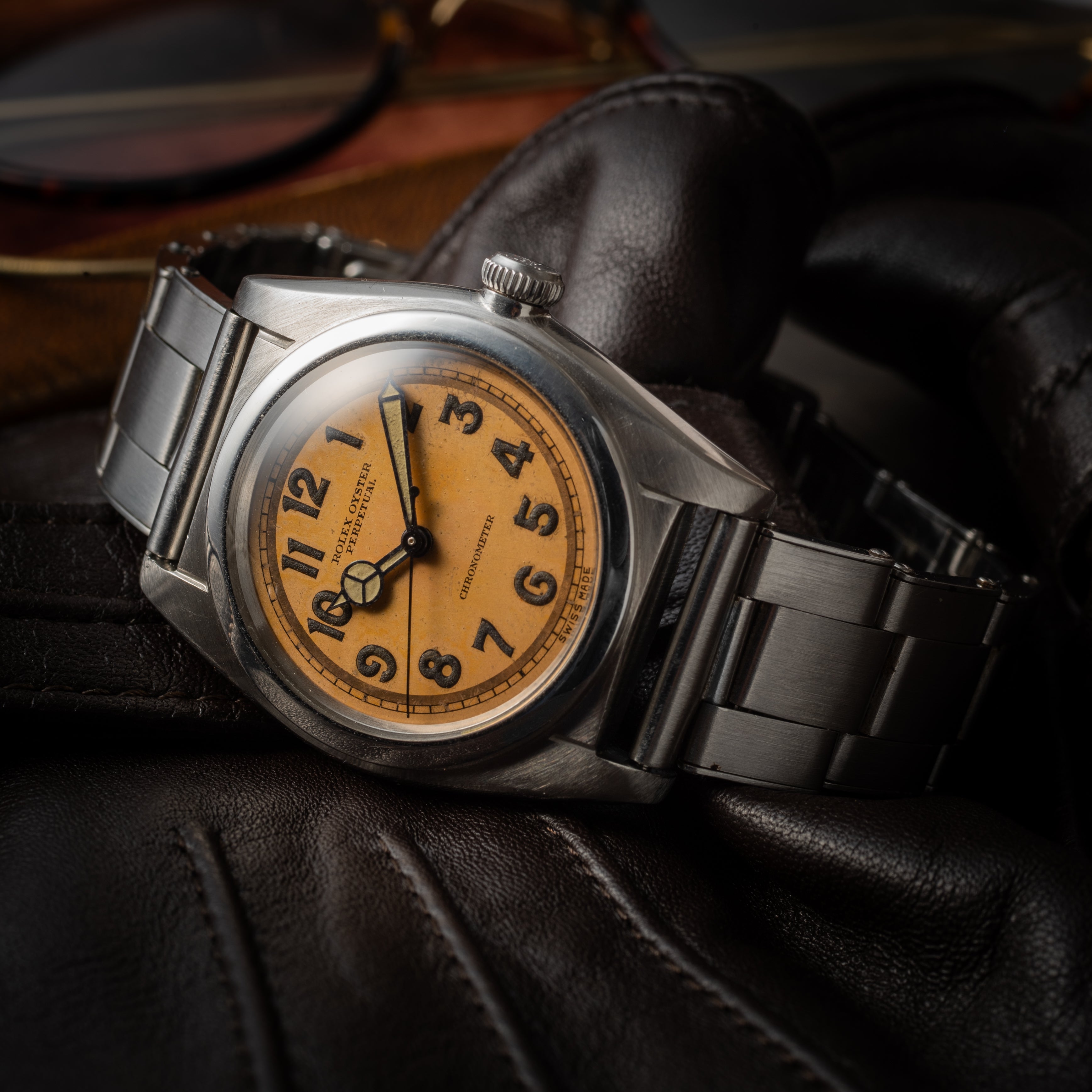 ロレックス バブルバック 1940年代製 センターセコンド 全アラビア数字 ベンツ針 エクステンションリベットブレス付き  Ref.2940