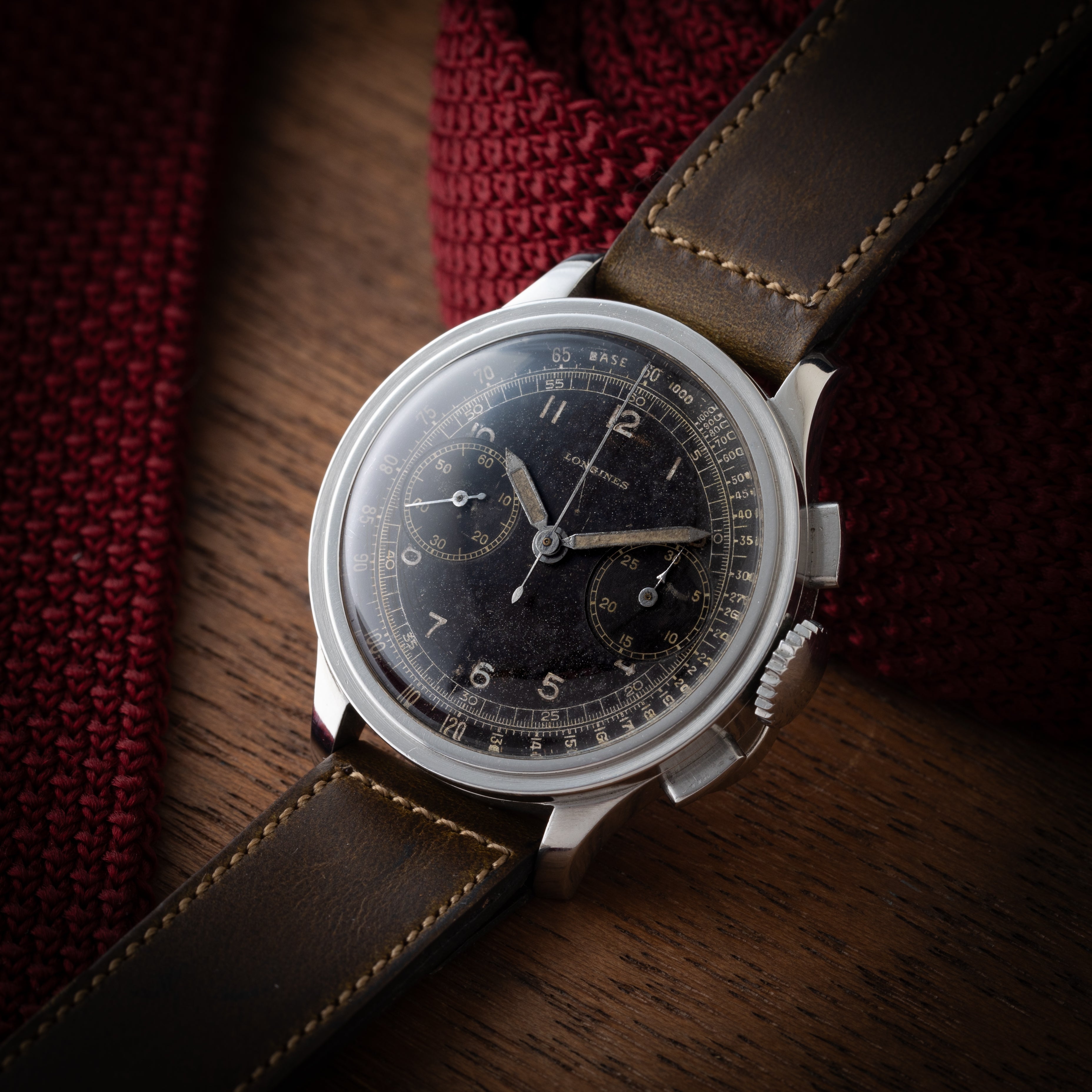 ロンジン クロノグラフ cal.13ZN ステップベゼル ブラックダイヤル  1941年製