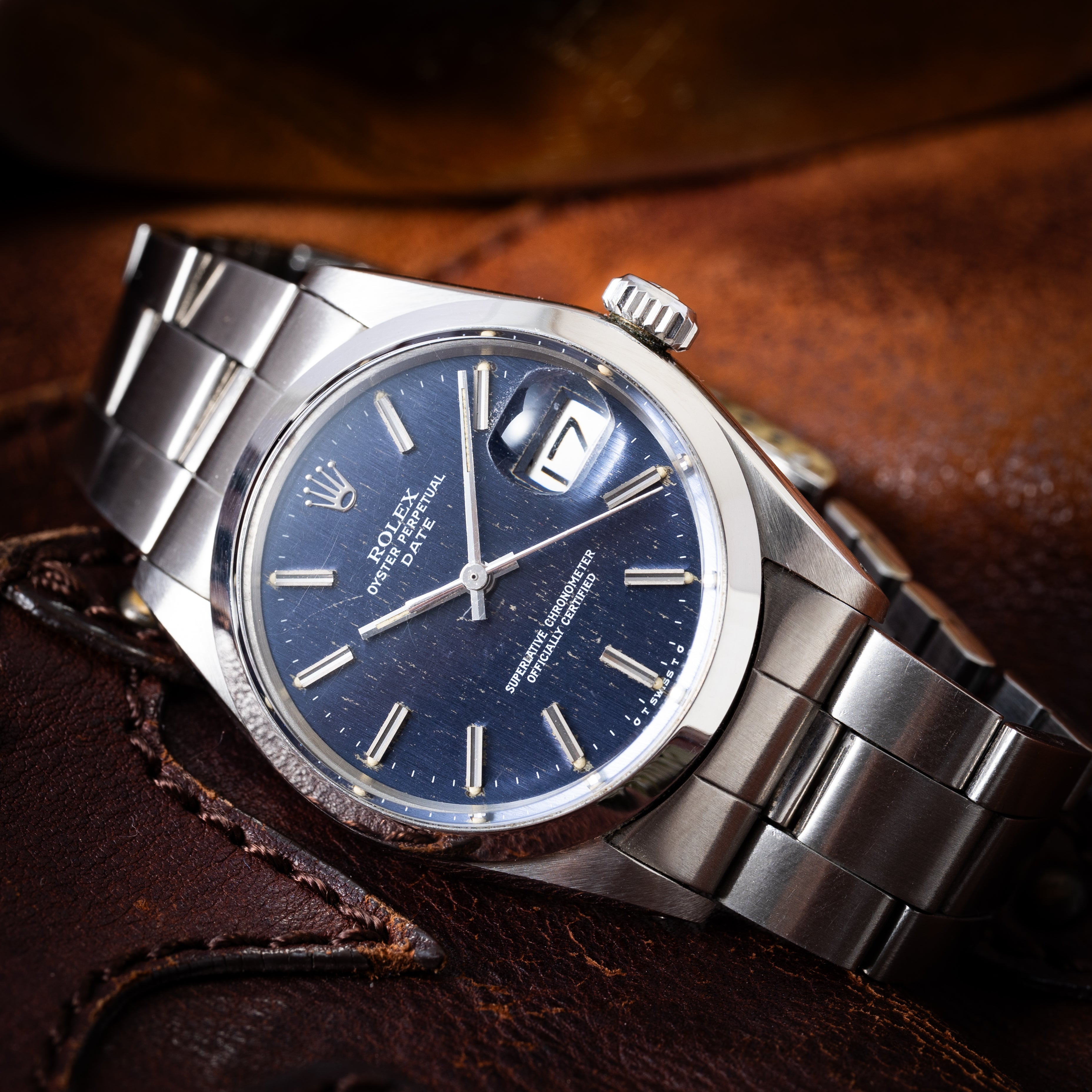 ロレックス 1972 年製 オイスターパーペチュアルデイト Ref.1500 ブルーダイヤル