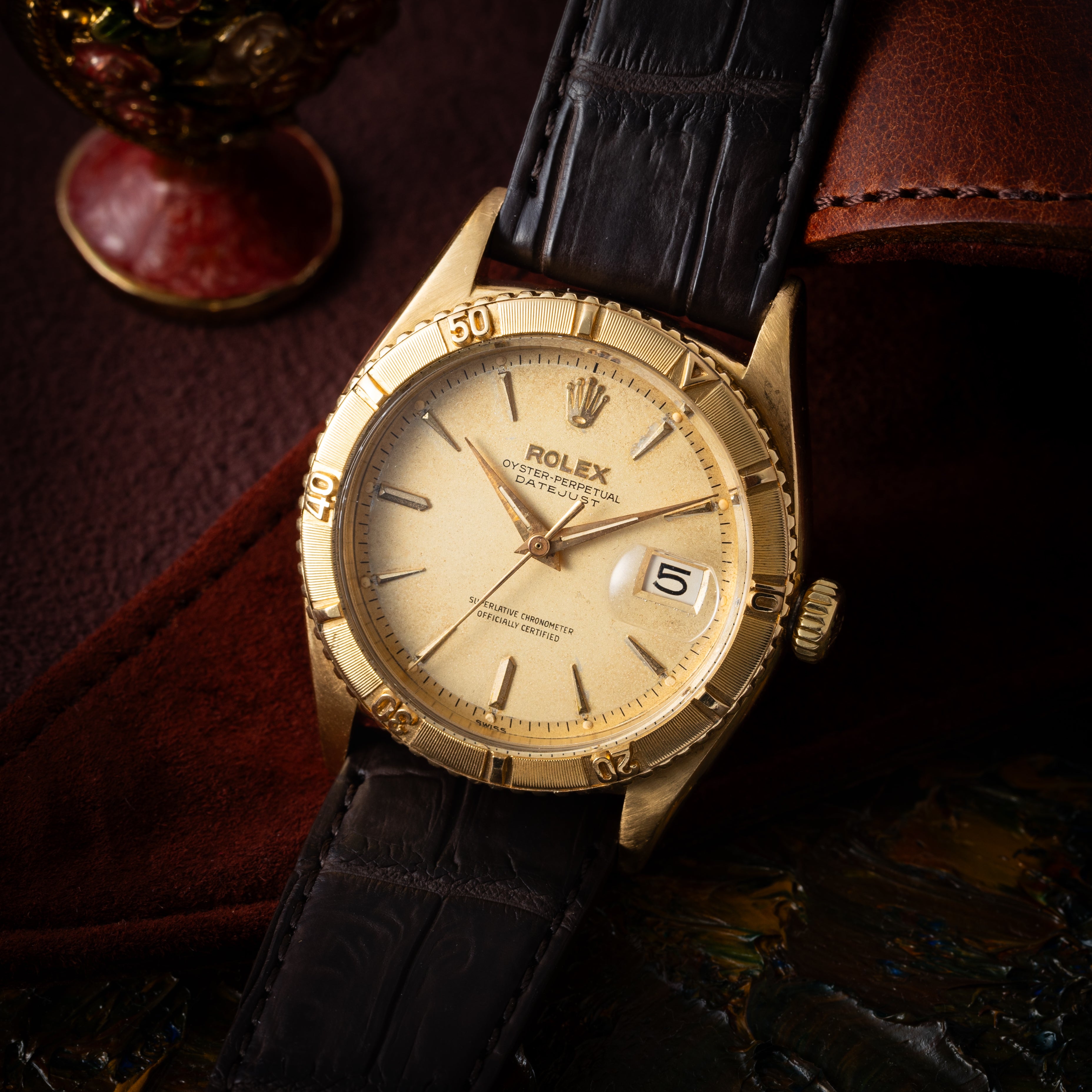 ロレックス サンダーバード 1957年製 Ref.6609 18KYG 赤黒カレンダー