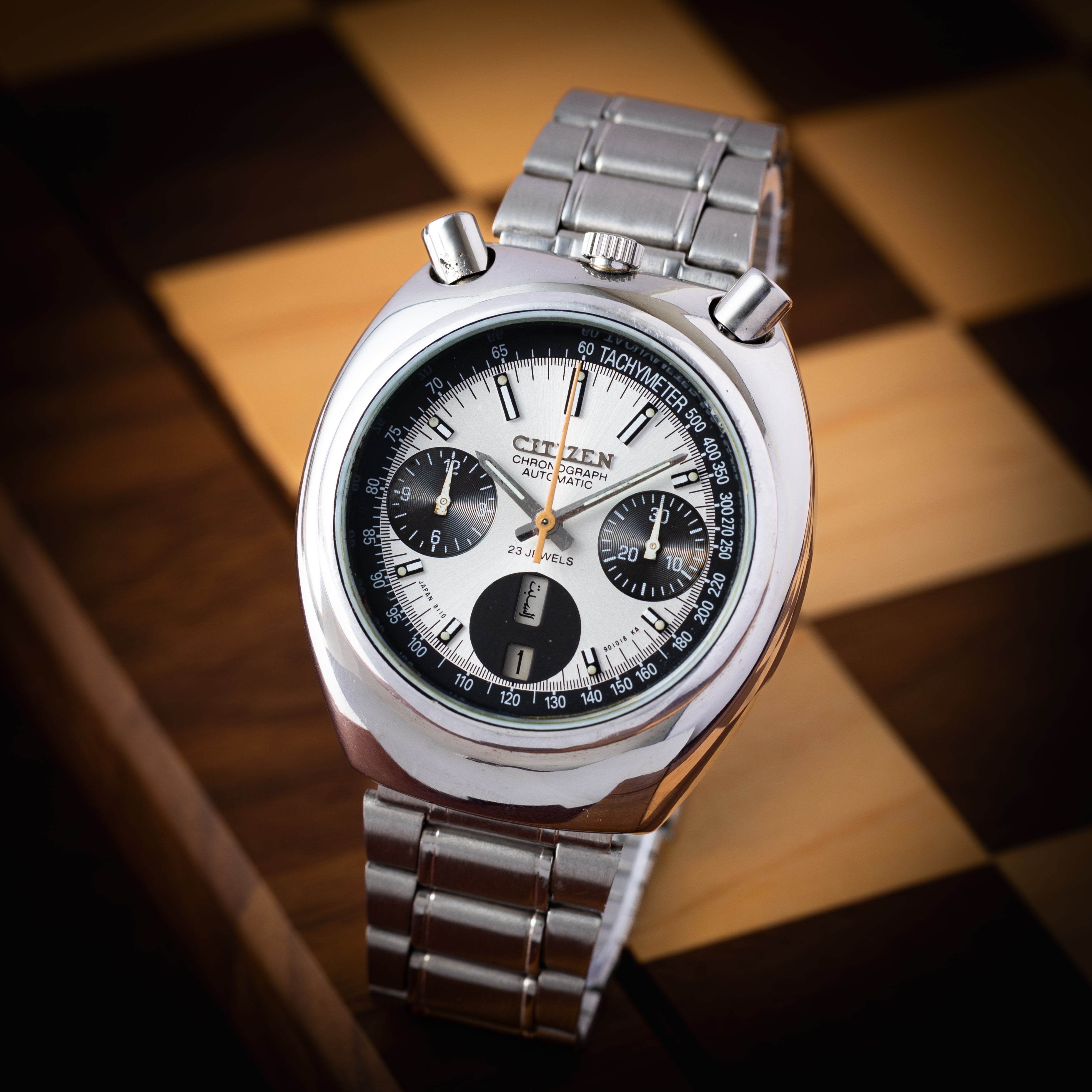 シチズン ツノクロノ チャレンジタイマー 1971年製 自動巻きクロノグラフ 純正ブレス